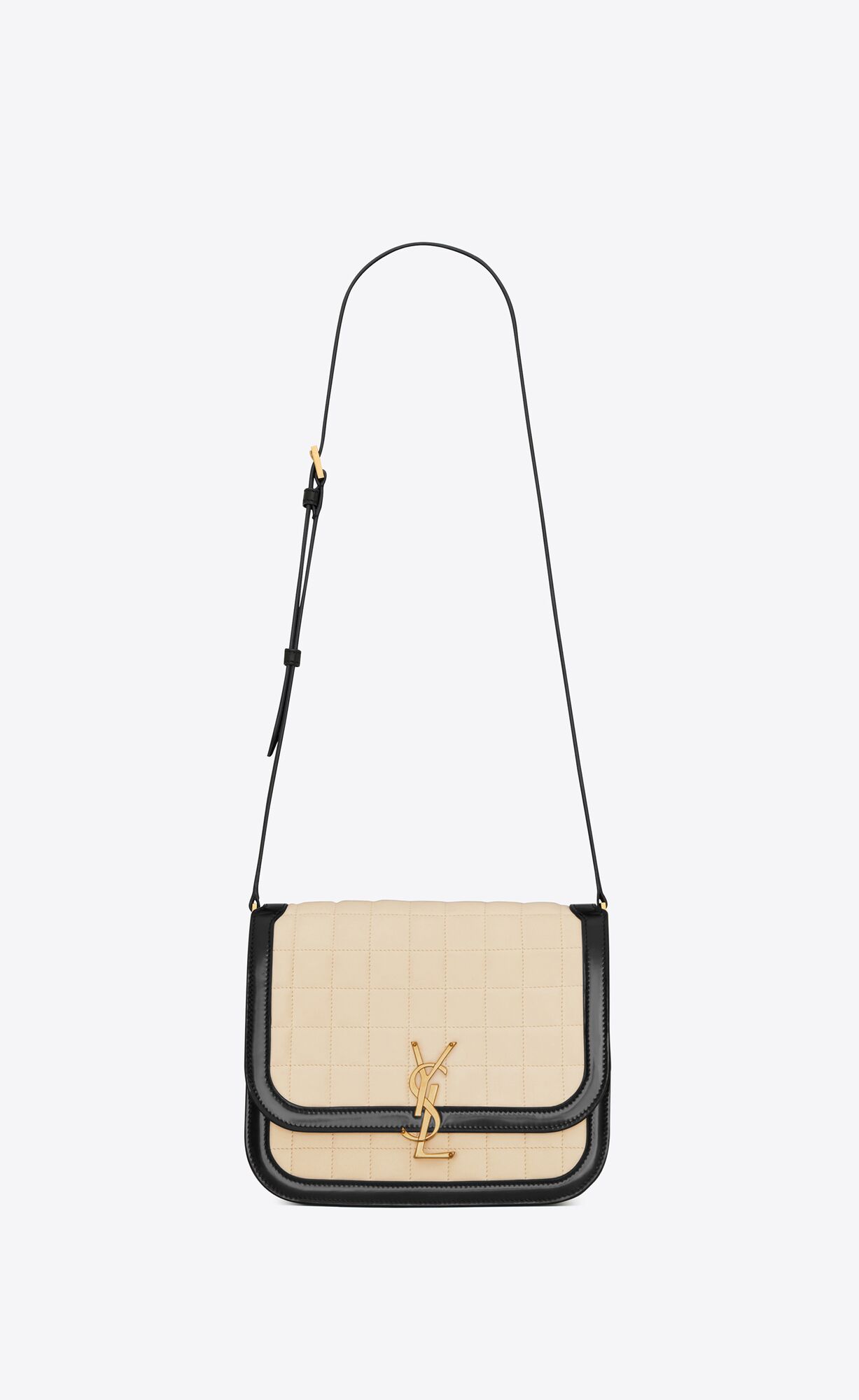 YSL Solferino Medium Supple Satchel In Prešívané Nubuck Semisove Čierne | 05963-OHFD