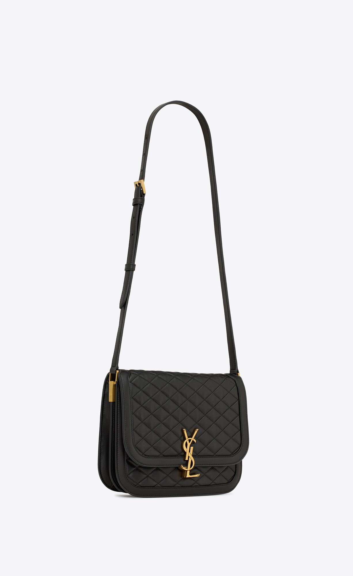 YSL Solferino Medium Supple Satchel In Prešívané Lambskin Čierne | 21690-IRKL