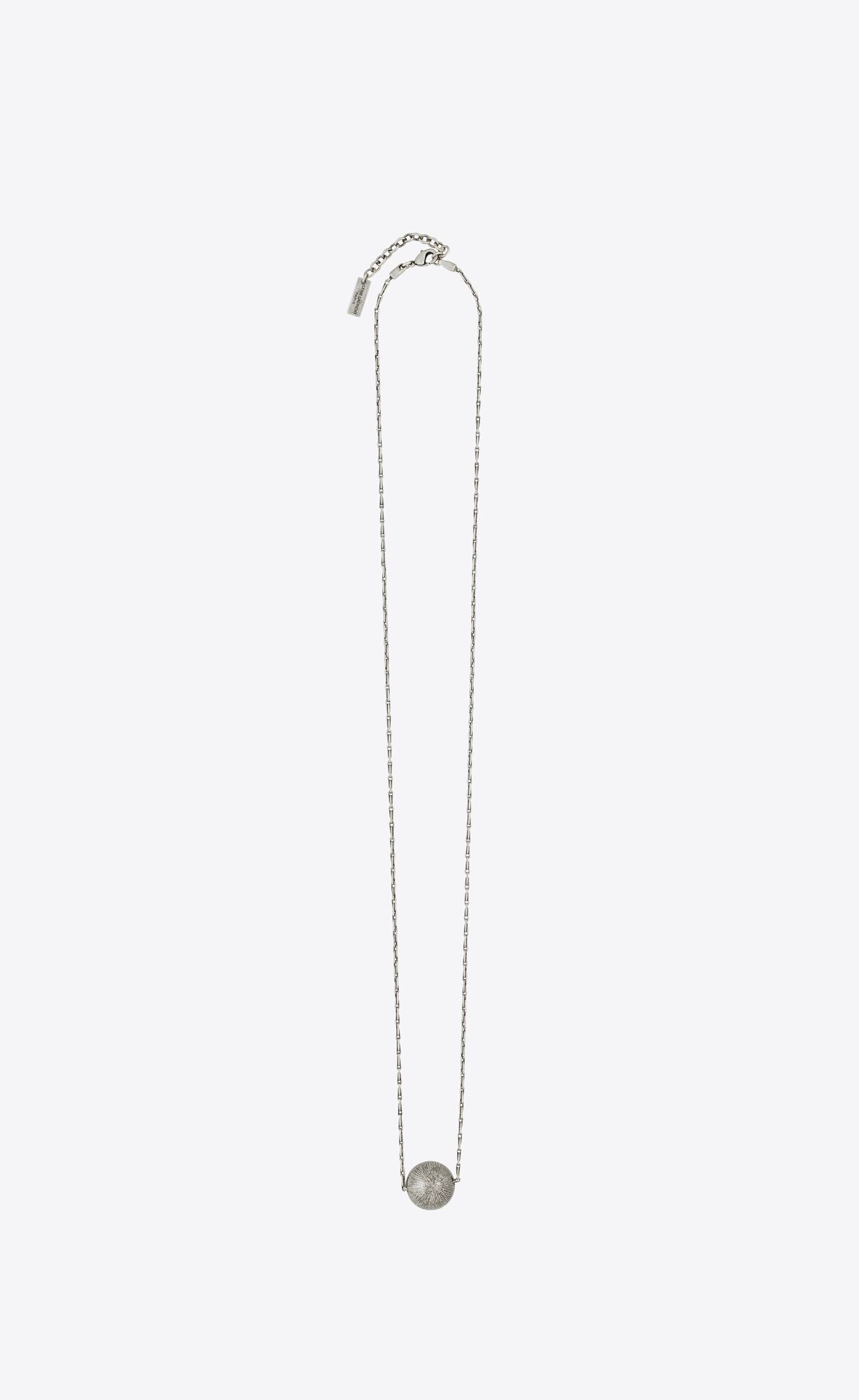 YSL Spherical Charm Necklace In Metal Strieborne | 80359-PXAN