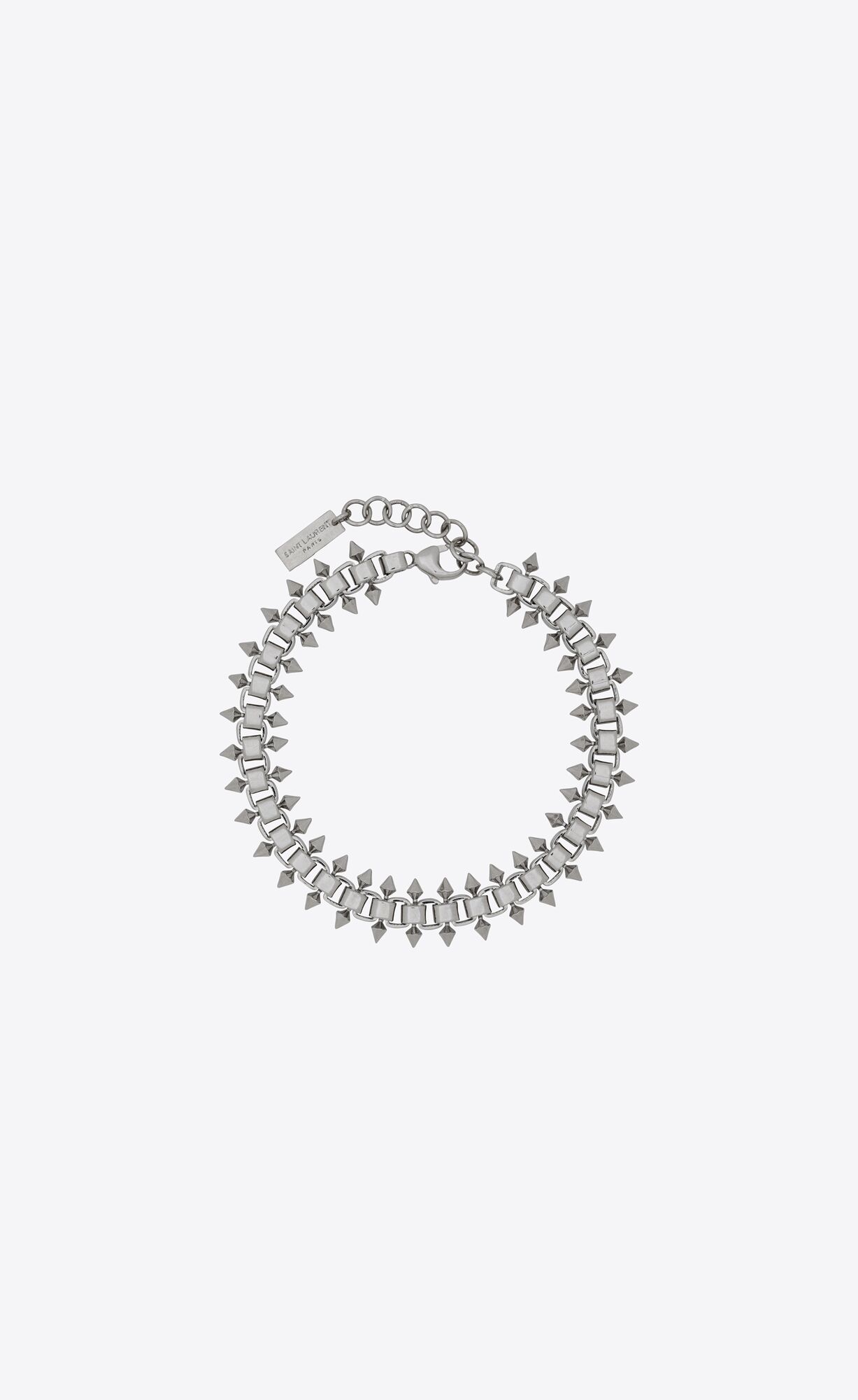 YSL Square And Spikes Chain Bracelet In Metal Palladium | 20937-JLMT