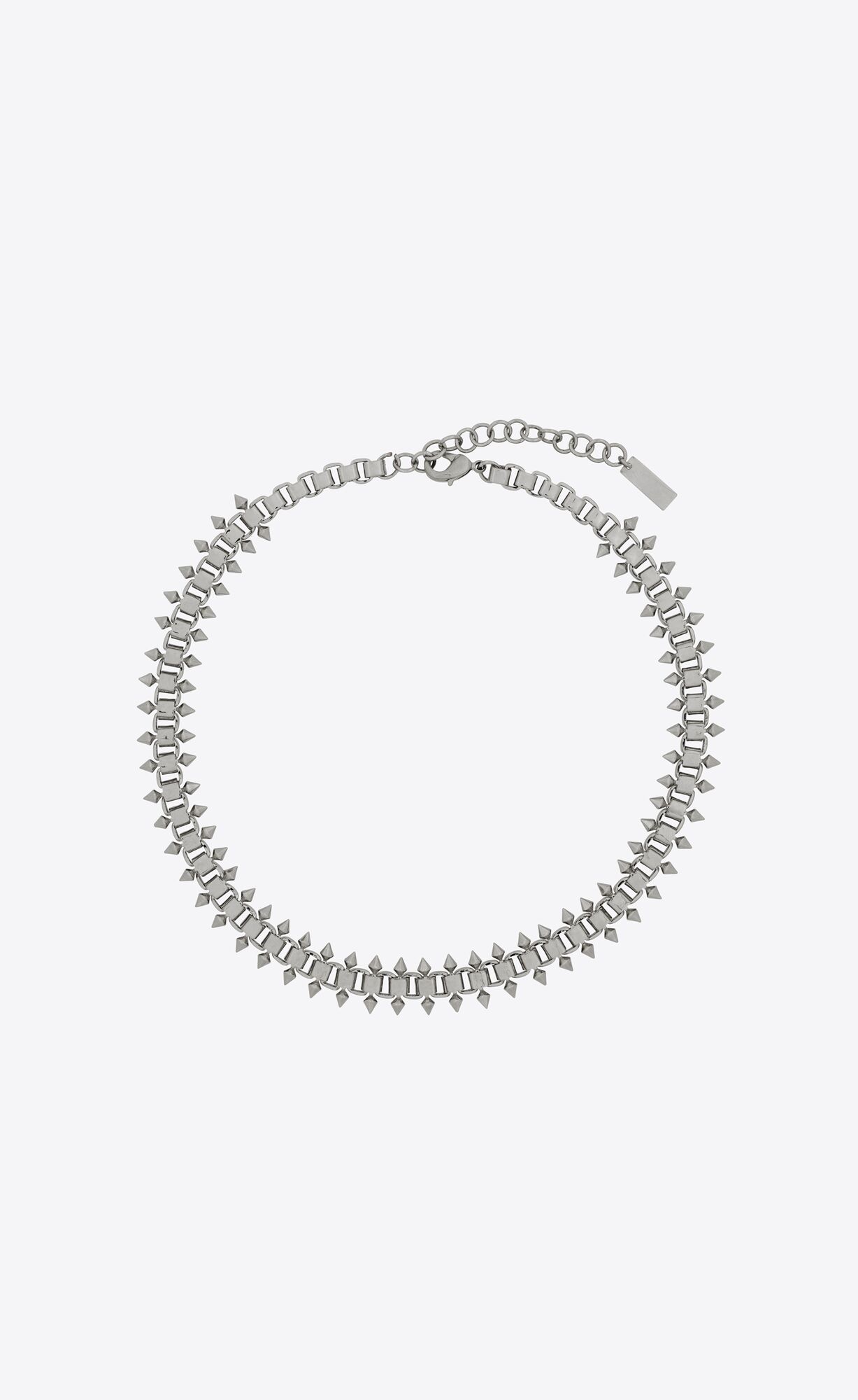 YSL Square And Spikes Kratke Chain Necklace In Metal Palladium | 40579-SFYT