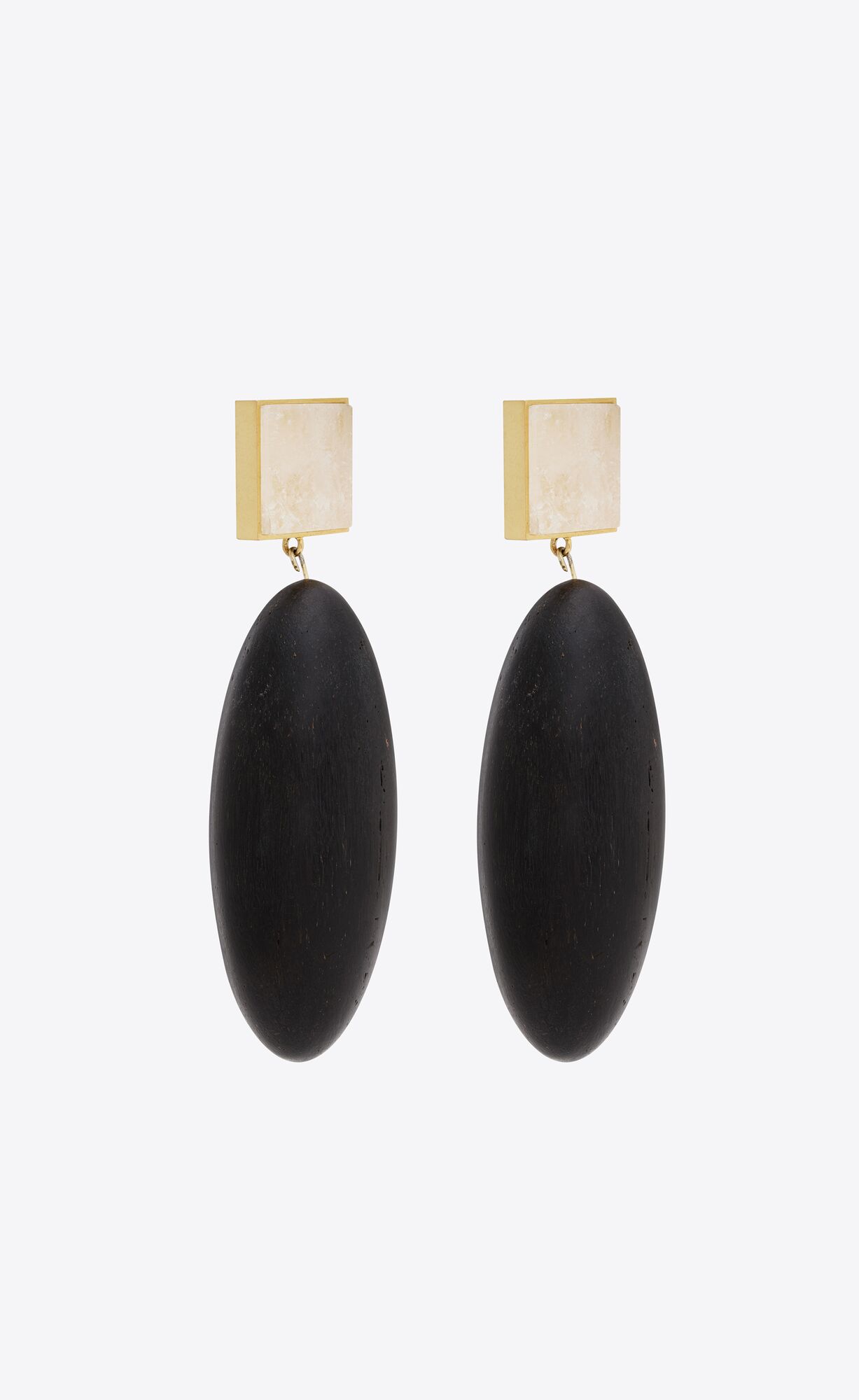 YSL Square Earrings In Bamboo And Metal Čierne Biele Zlate | 08346-RDKX