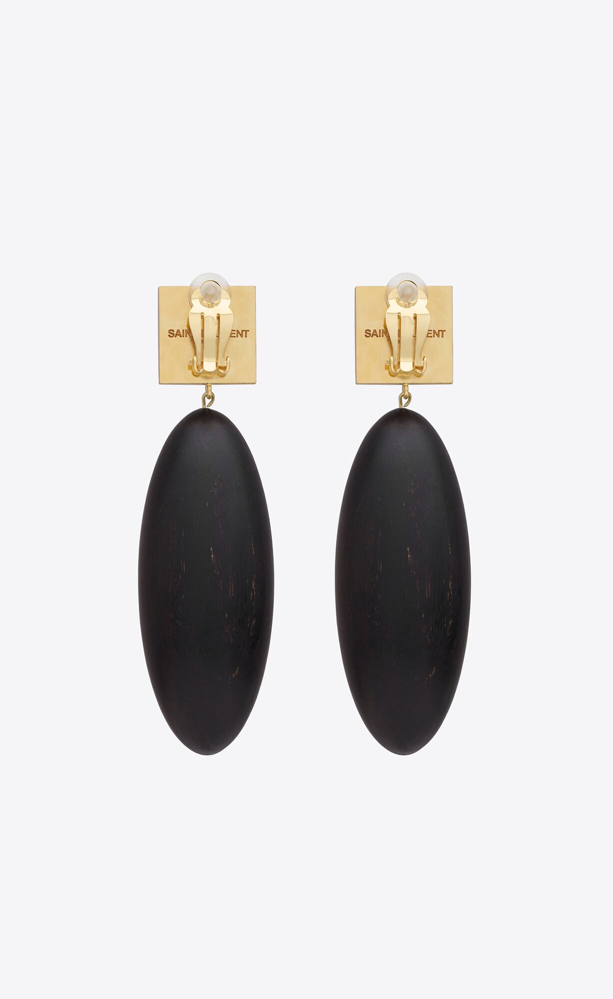 YSL Square Earrings In Bamboo And Metal Čierne Biele Zlate | 08346-RDKX