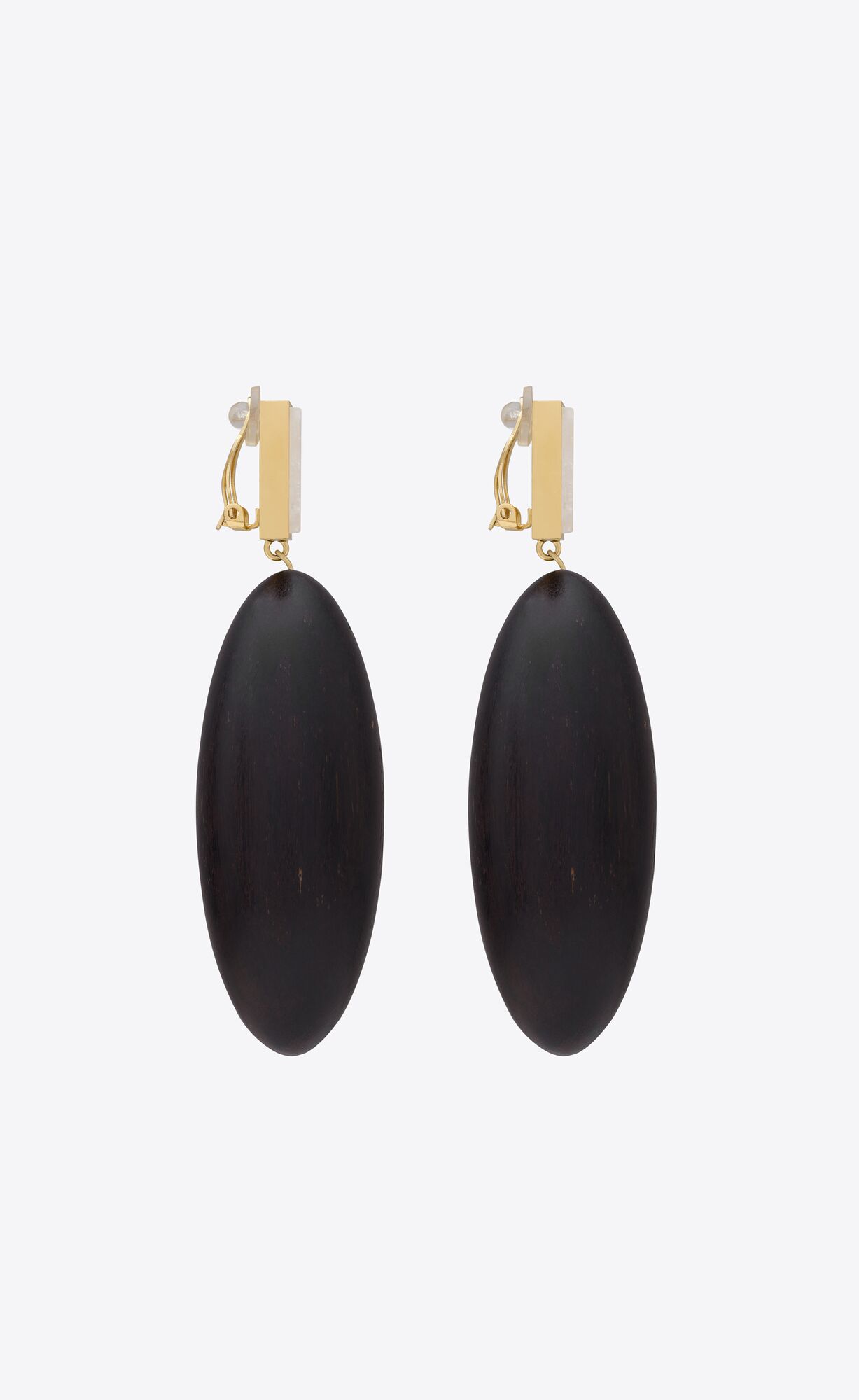 YSL Square Earrings In Bamboo And Metal Čierne Biele Zlate | 08346-RDKX