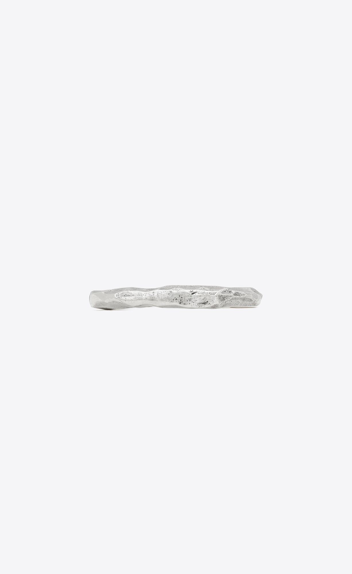 YSL Squared Hammered Bangle In Metal Strieborne | 72608-KNRW