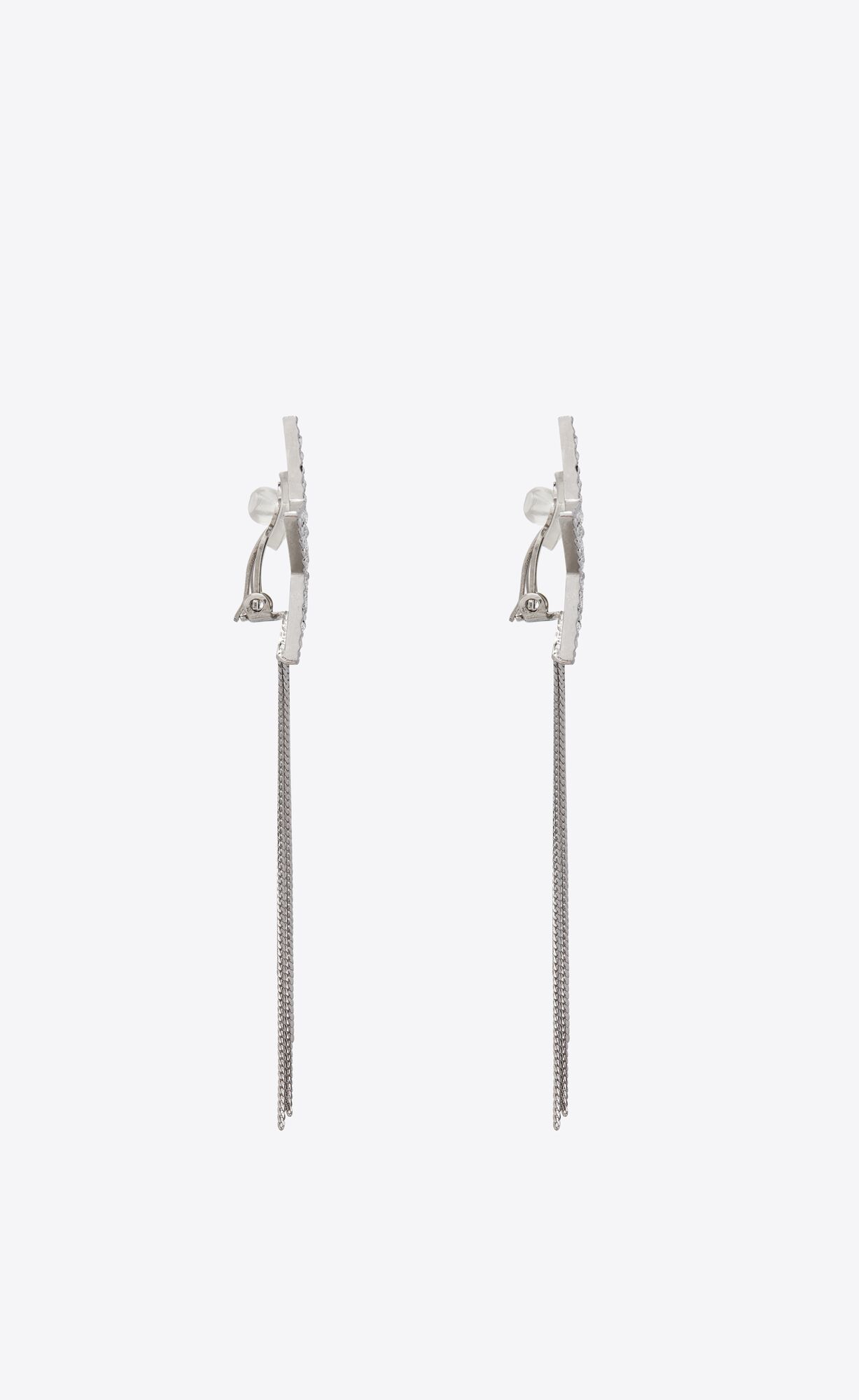 YSL Star Earrings With Brass Chains Palladium | 32480-DEPV