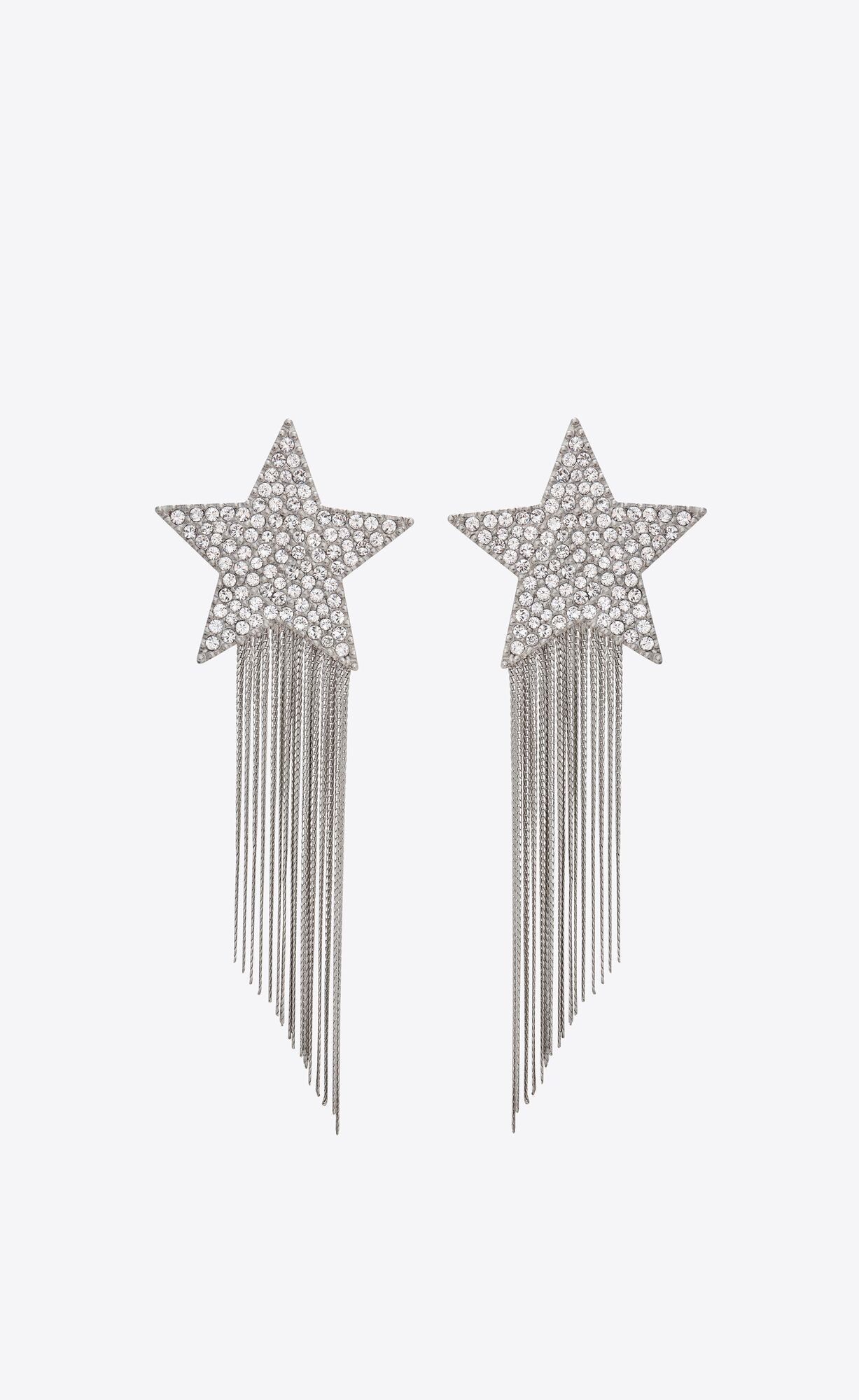 YSL Star Earrings With Brass Chains Palladium | 32480-DEPV