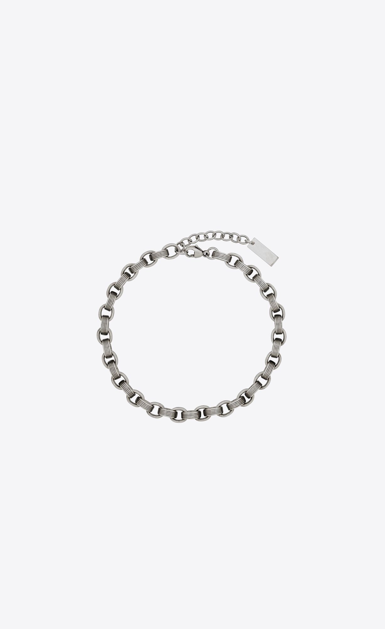 YSL Striated Cable Chain Bracelet In Metal Strieborne | 18360-SEDU