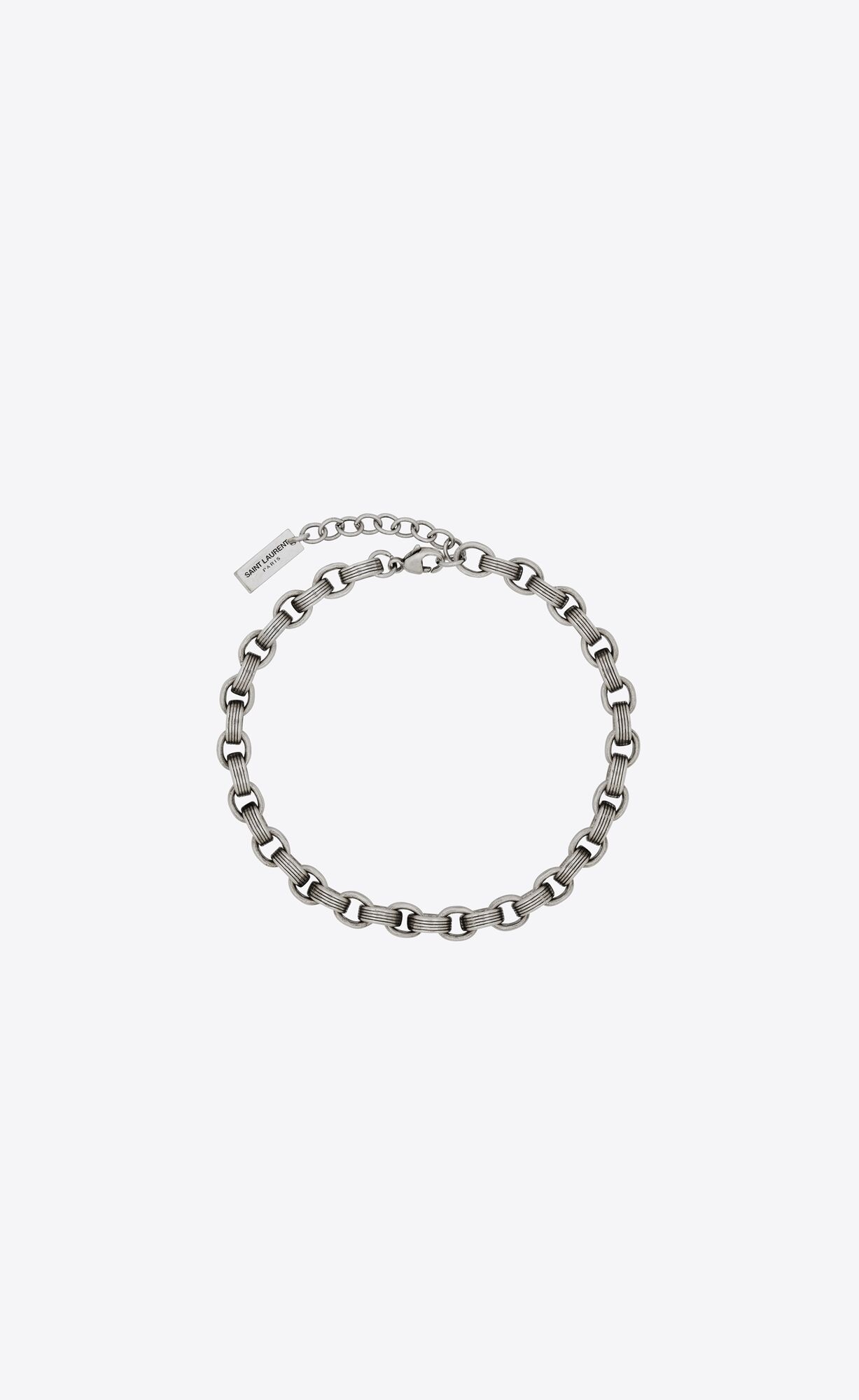 YSL Striated Cable Chain Bracelet In Metal Strieborne | 18360-SEDU