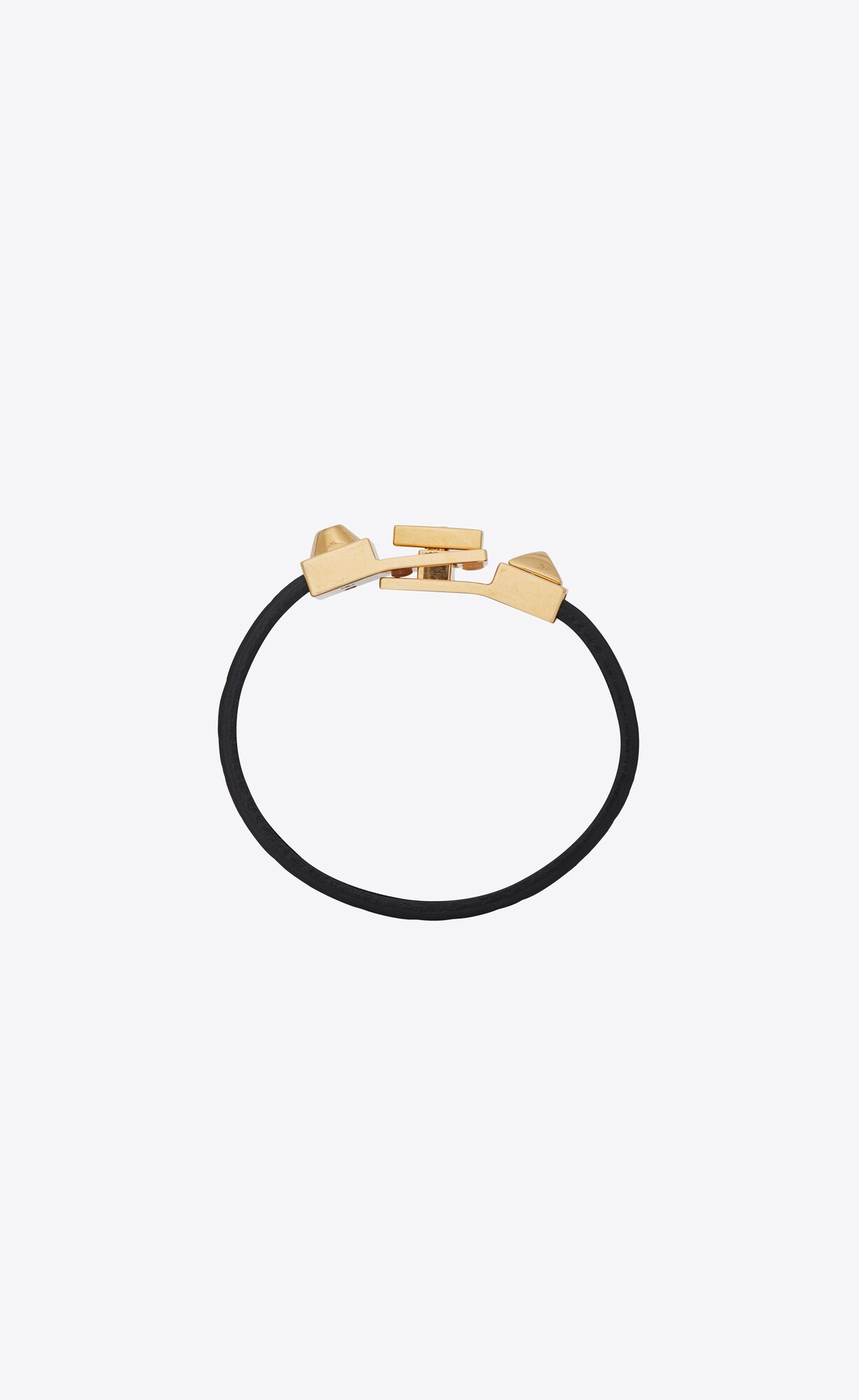 YSL Studded Closure Bracelet In Crocodile-embossed Kozene And Metal Čierne Zlate | 38945-YWTX