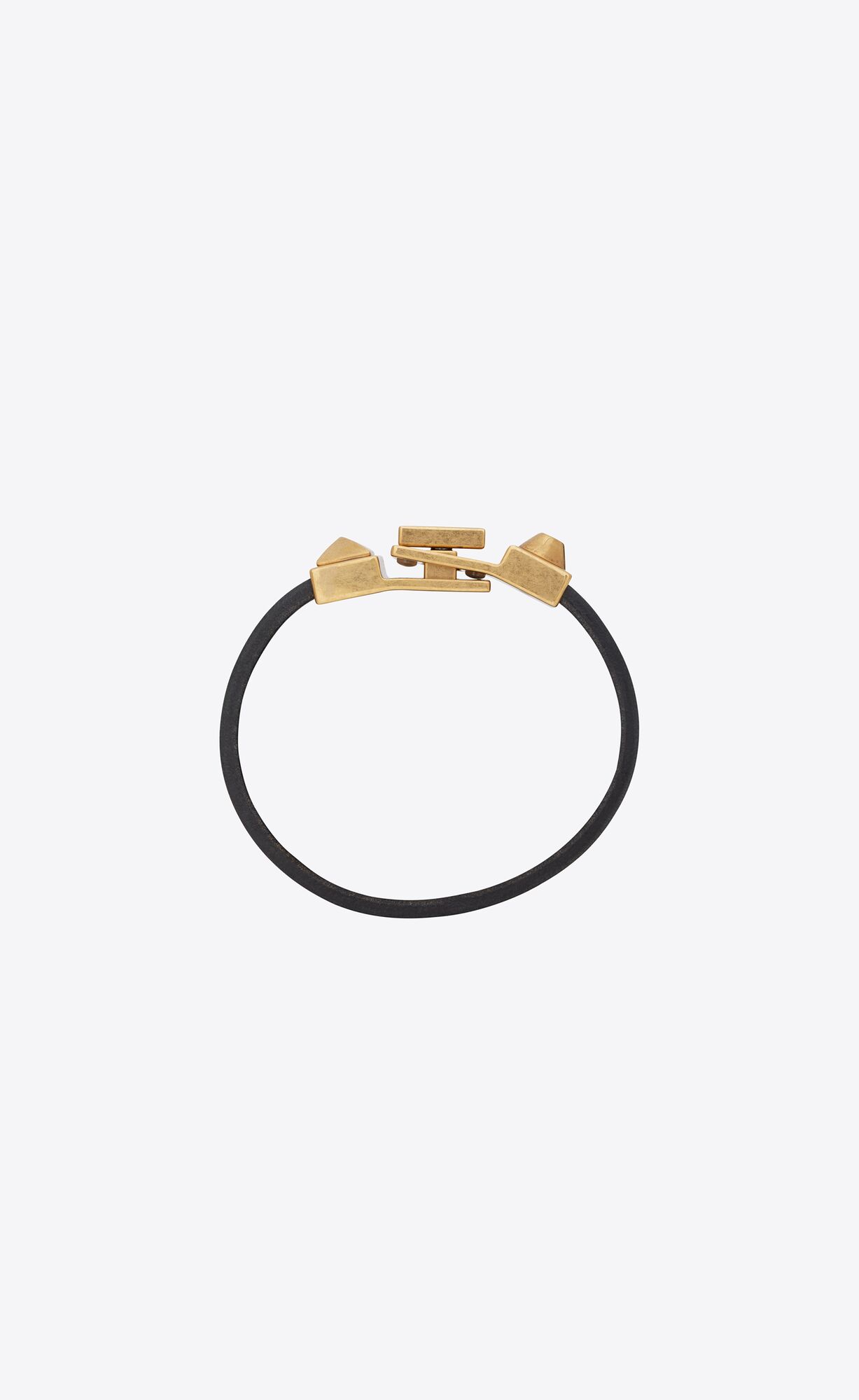 YSL Studded Closure Bracelet In Vegetable-tanned Kozene And Metal Čierne Svetlo Hnede | 72091-NIBJ