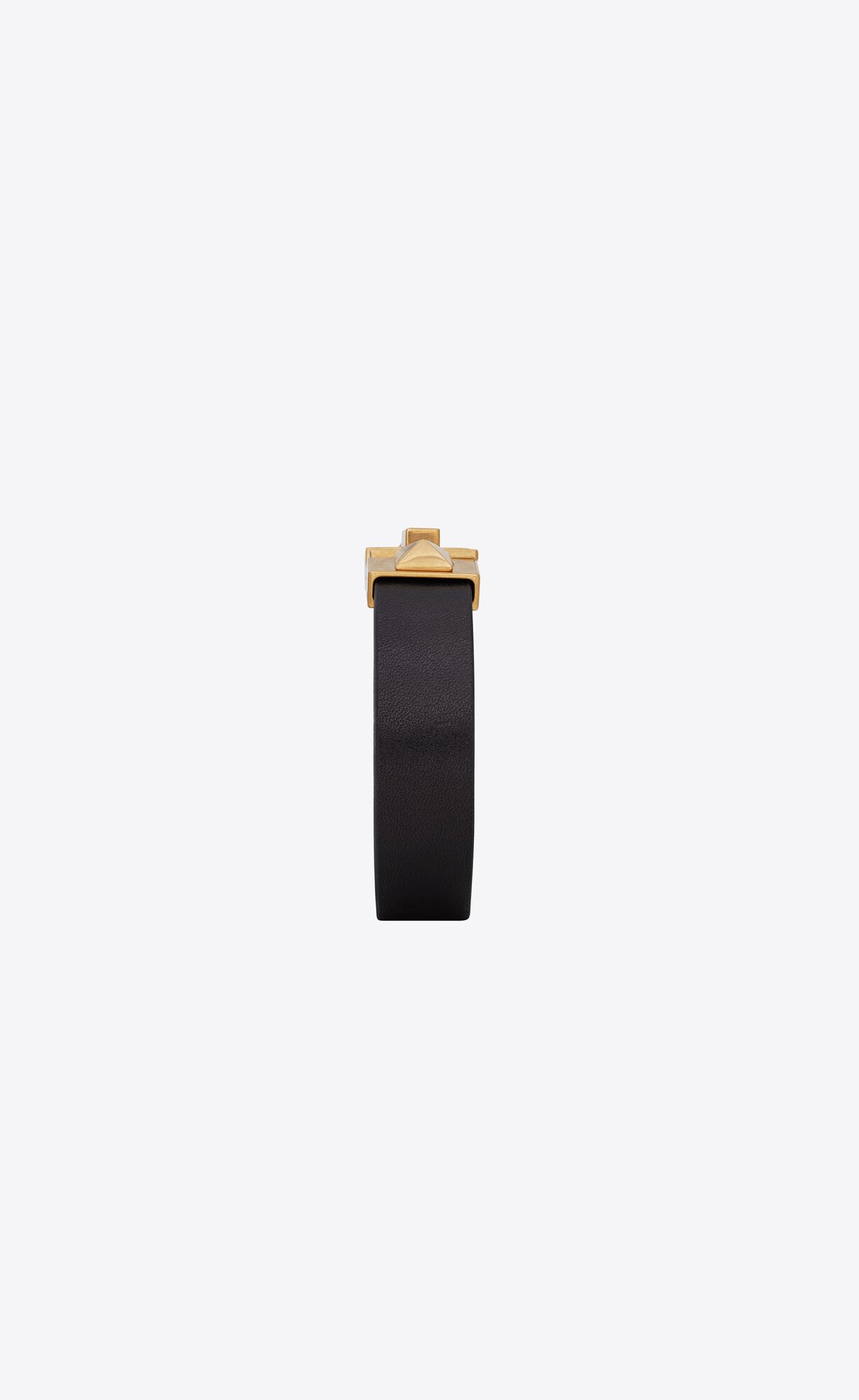 YSL Studded Closure Bracelet In Vegetable-tanned Kozene And Metal Čierne Svetlo Hnede | 72091-NIBJ