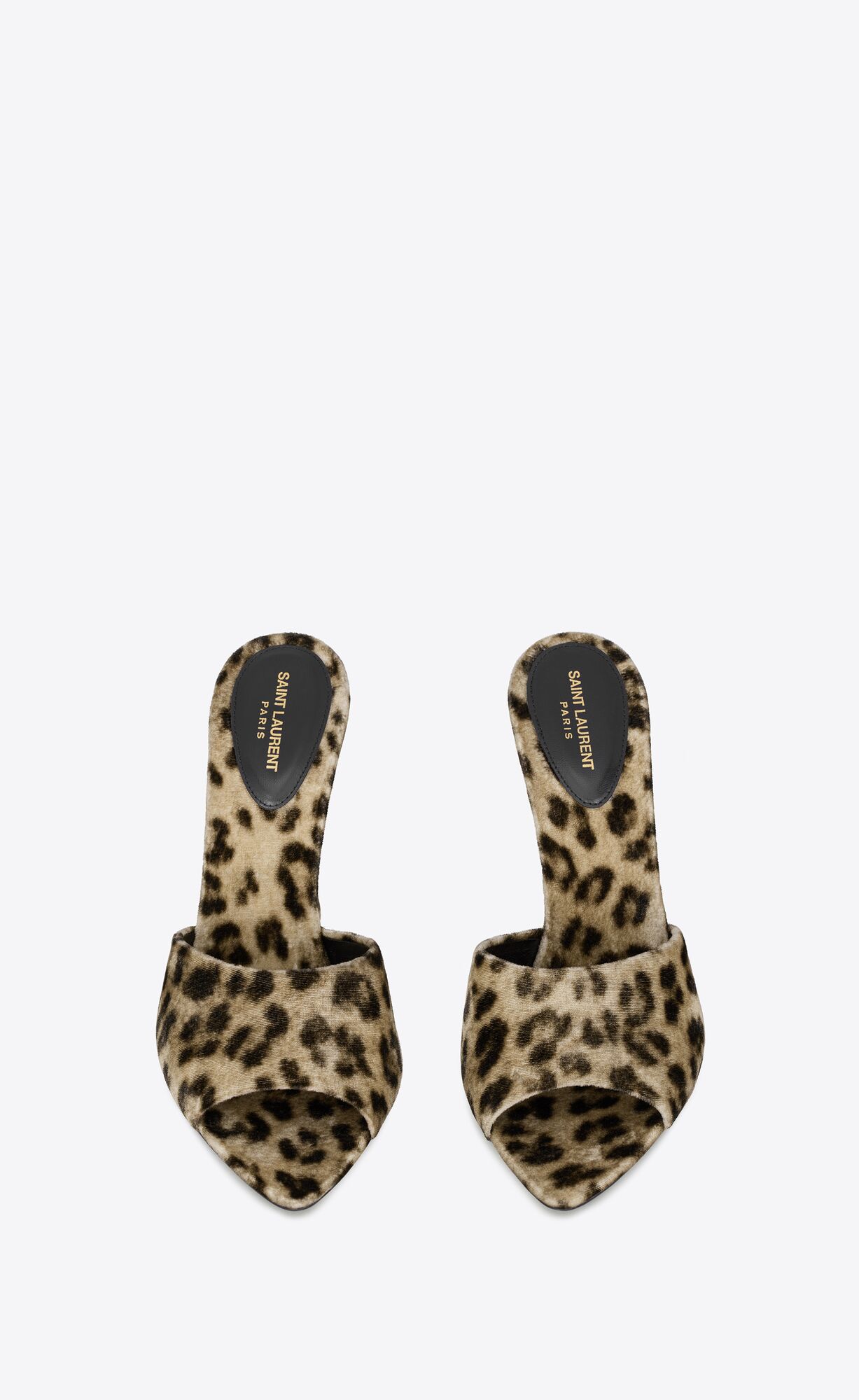 YSL Suite Na Podpatku Mules In Leopard Velvet Béžové | 41379-BUIX