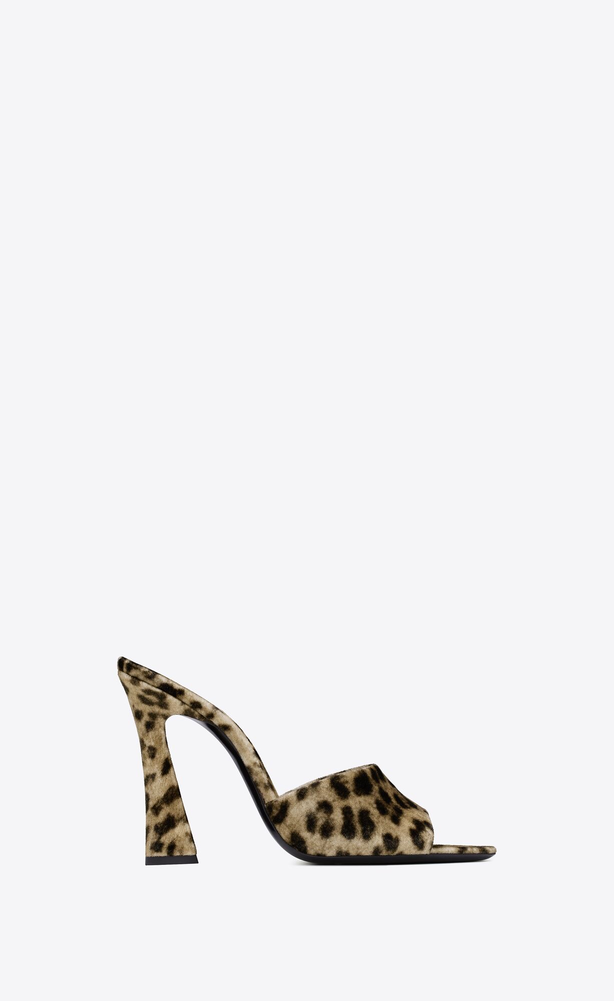 YSL Suite Na Podpatku Mules In Leopard Velvet Béžové | 41379-BUIX