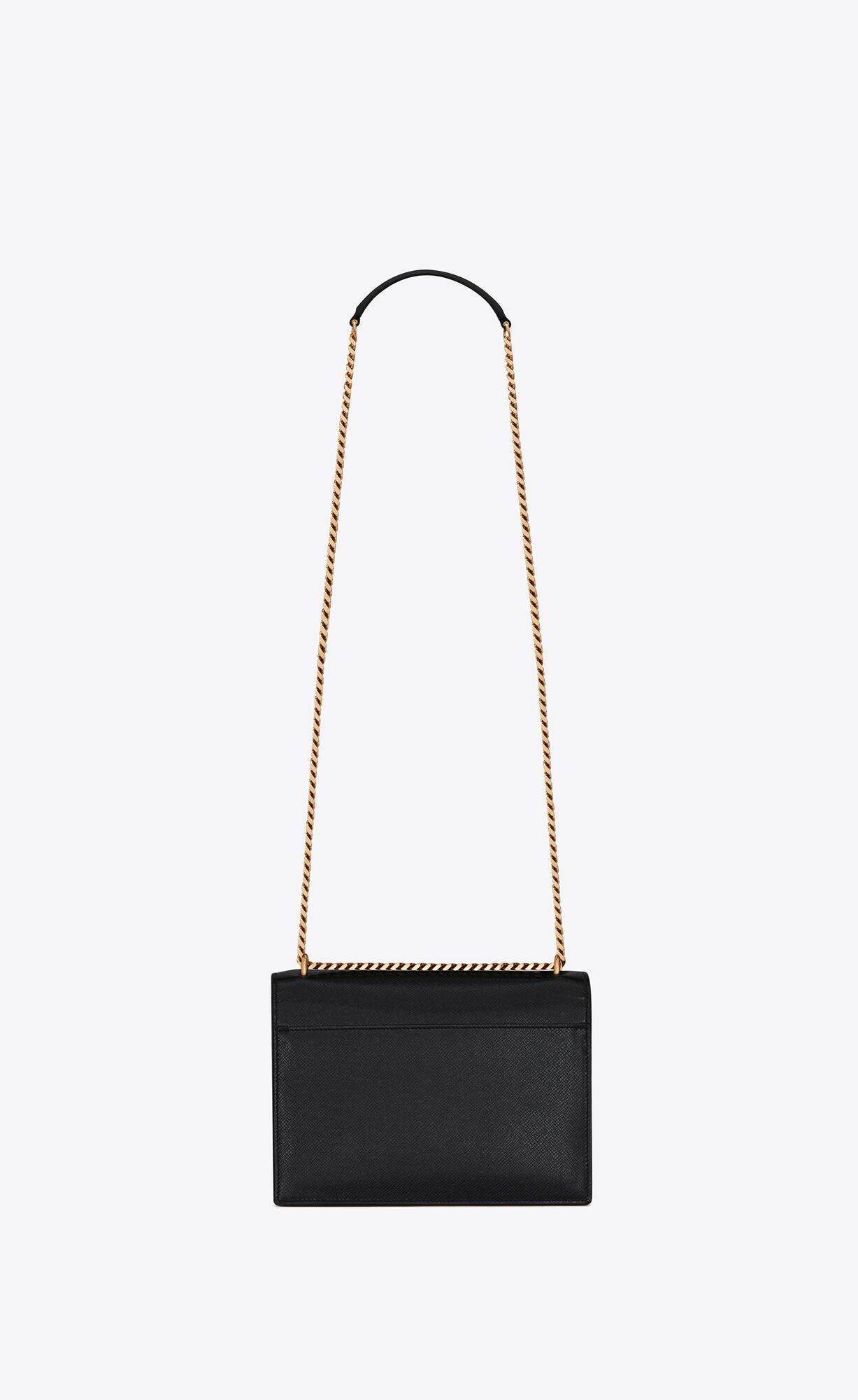 YSL Sunset Medium Chain Bag In Coated Bark Kozene Noir | 73895-ILSV