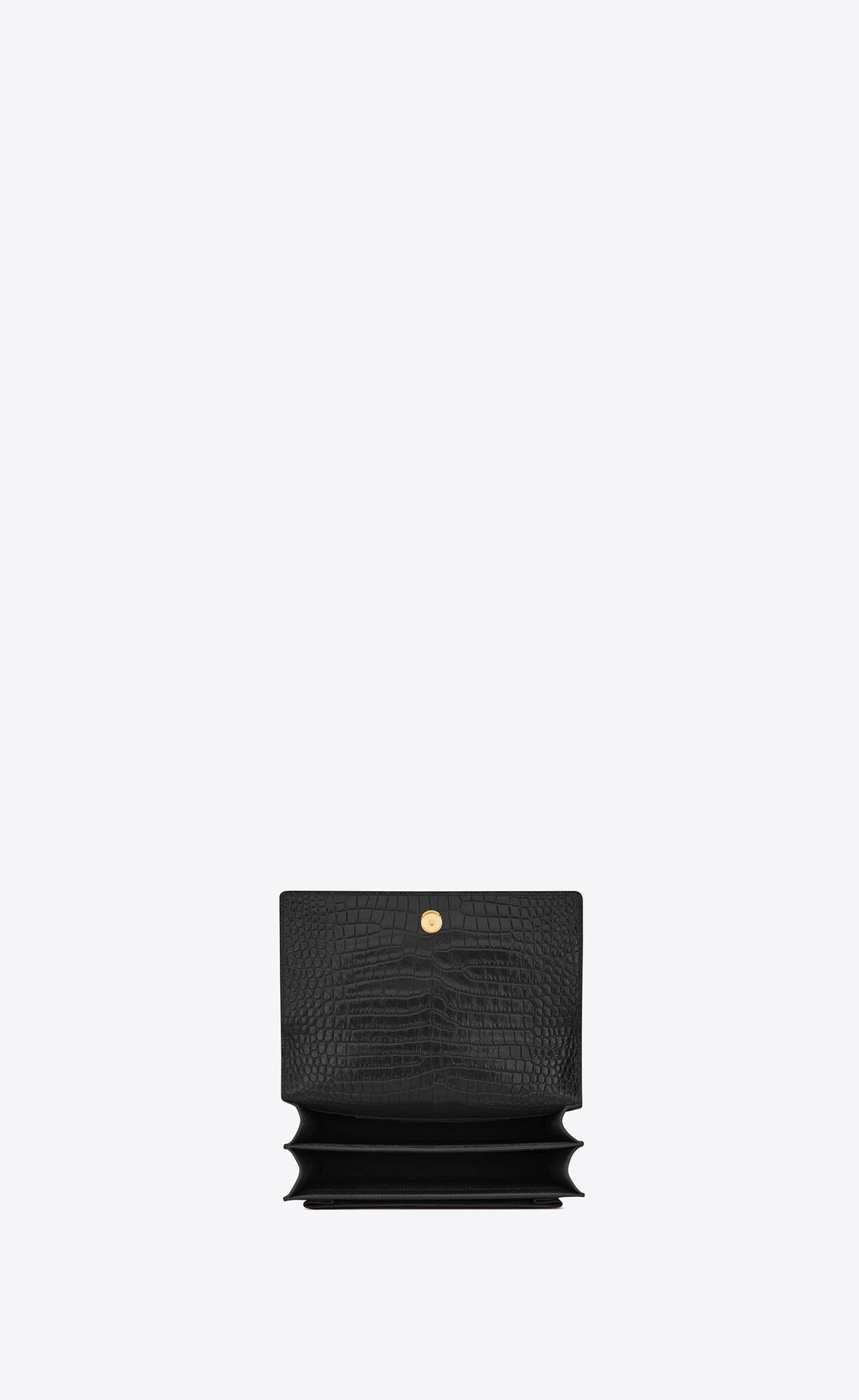 YSL Sunset Medium Chain Bag In Crocodile-embossed Shiny Kozene Noir | 38209-JAVN