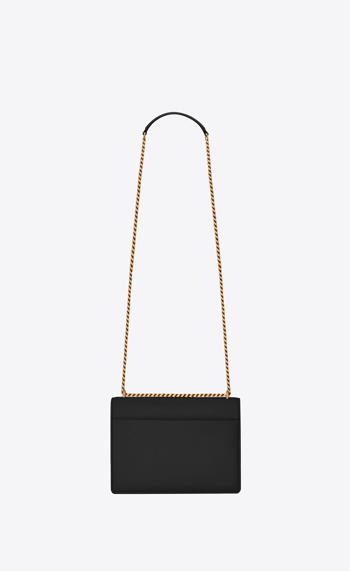 YSL Sunset Medium Chain Bag In Smooth Kozene Noir | 29680-DQYL