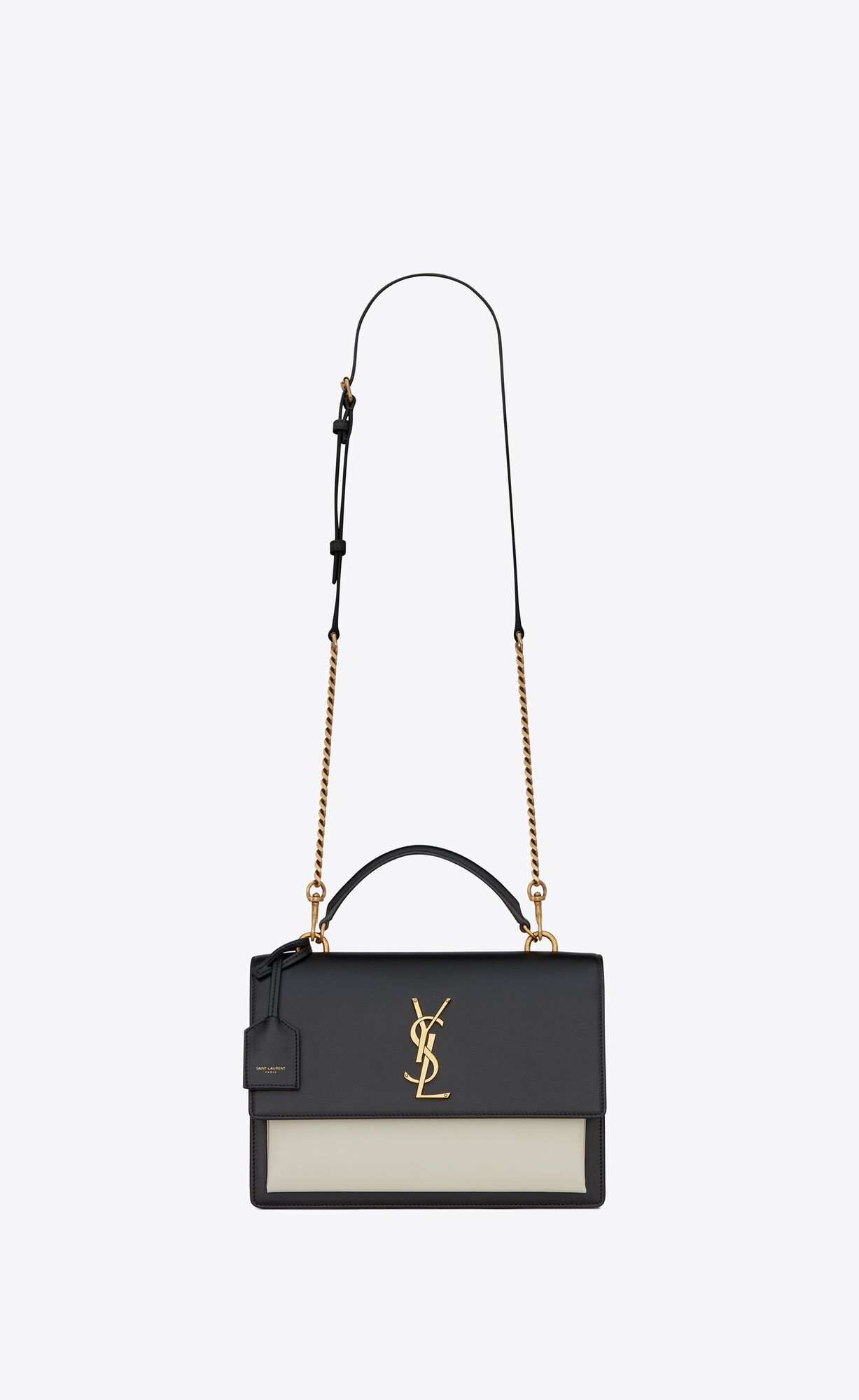 YSL Sunset Medium Top Handle In Smooth Kozene Čierne | 25790-ZRTG