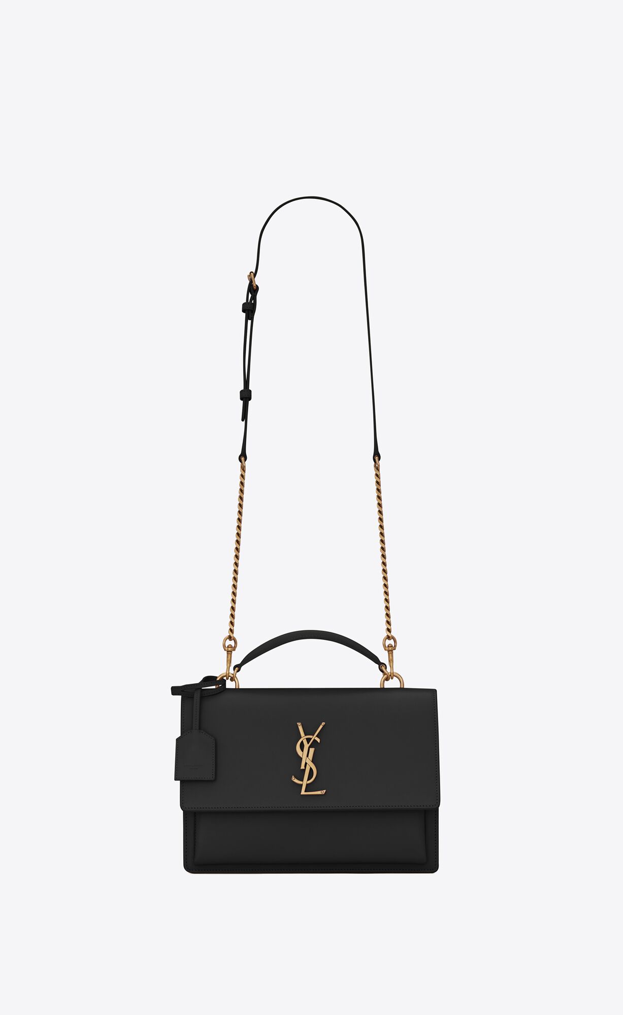 YSL Sunset Medium Top Handle In Smooth Kozene Noir | 31425-PZDM