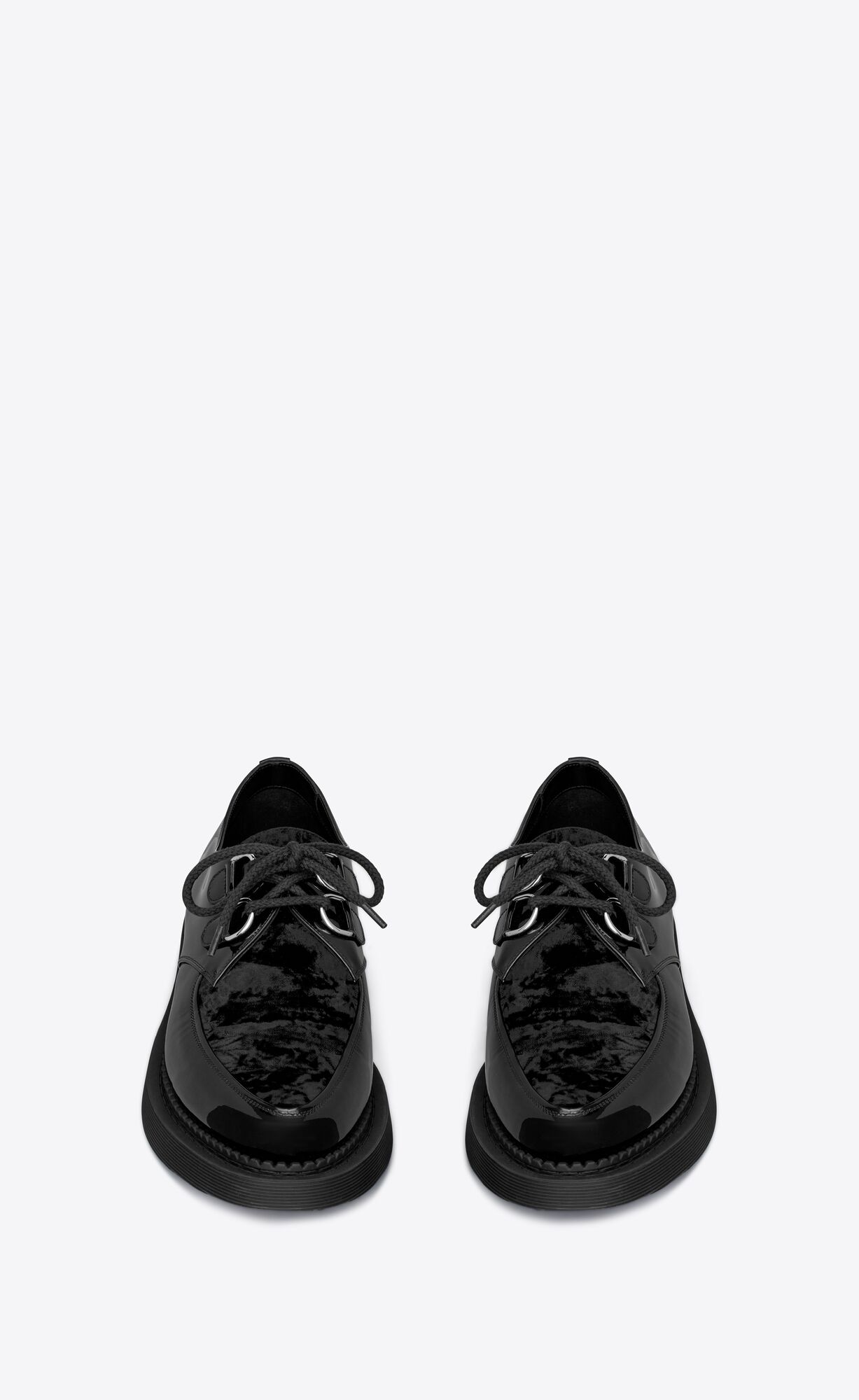 YSL Teddy Derbies In Lakovane Kozene And Velvet Noir | 78254-QEJD