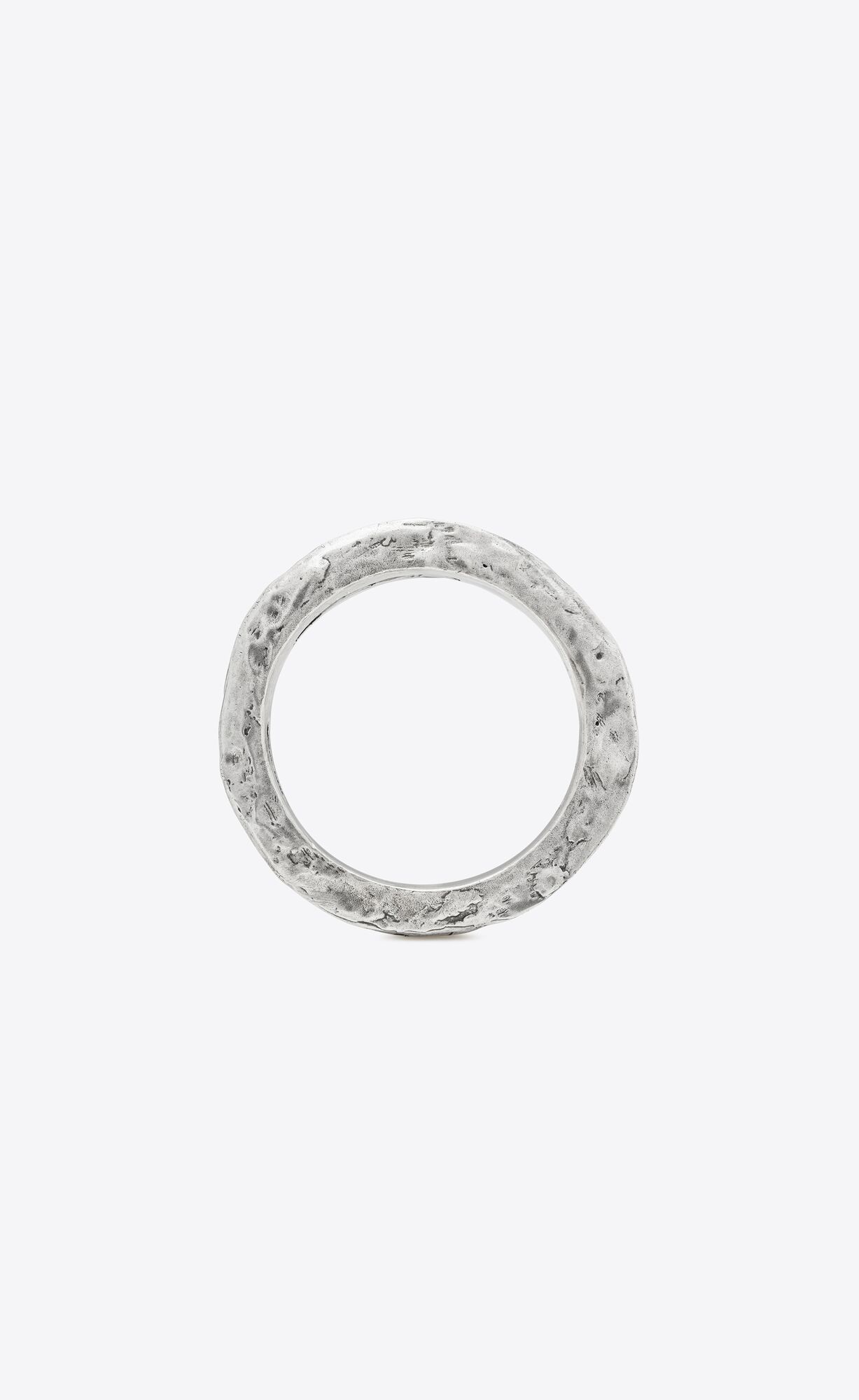 YSL Thin Textured Bangle In Metal Tmavo Strieborne | 19034-PKFX