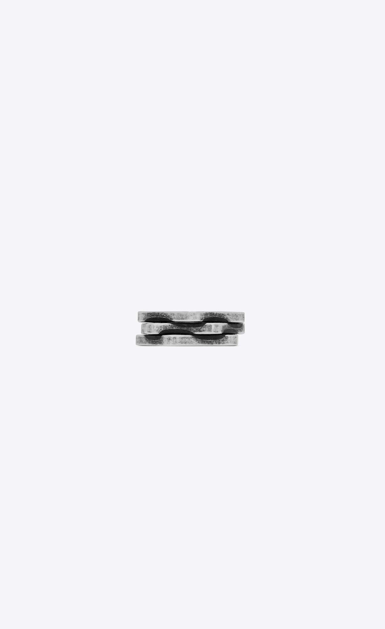 YSL Three-row Ring In Metal Strieborne | 96275-PAZS