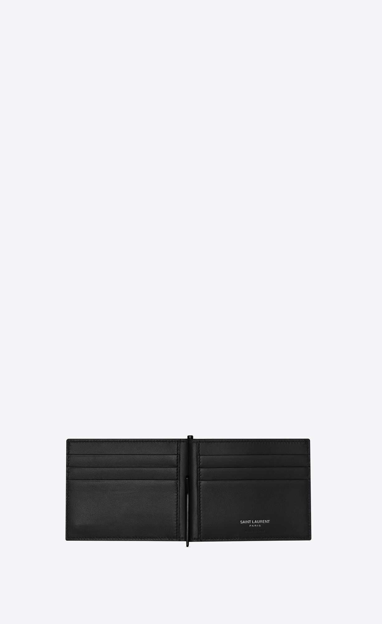 YSL Tiny Cassandre Bill Clip Wallet In Crocodile-embossed Kozene Čierne | 38059-WLSF