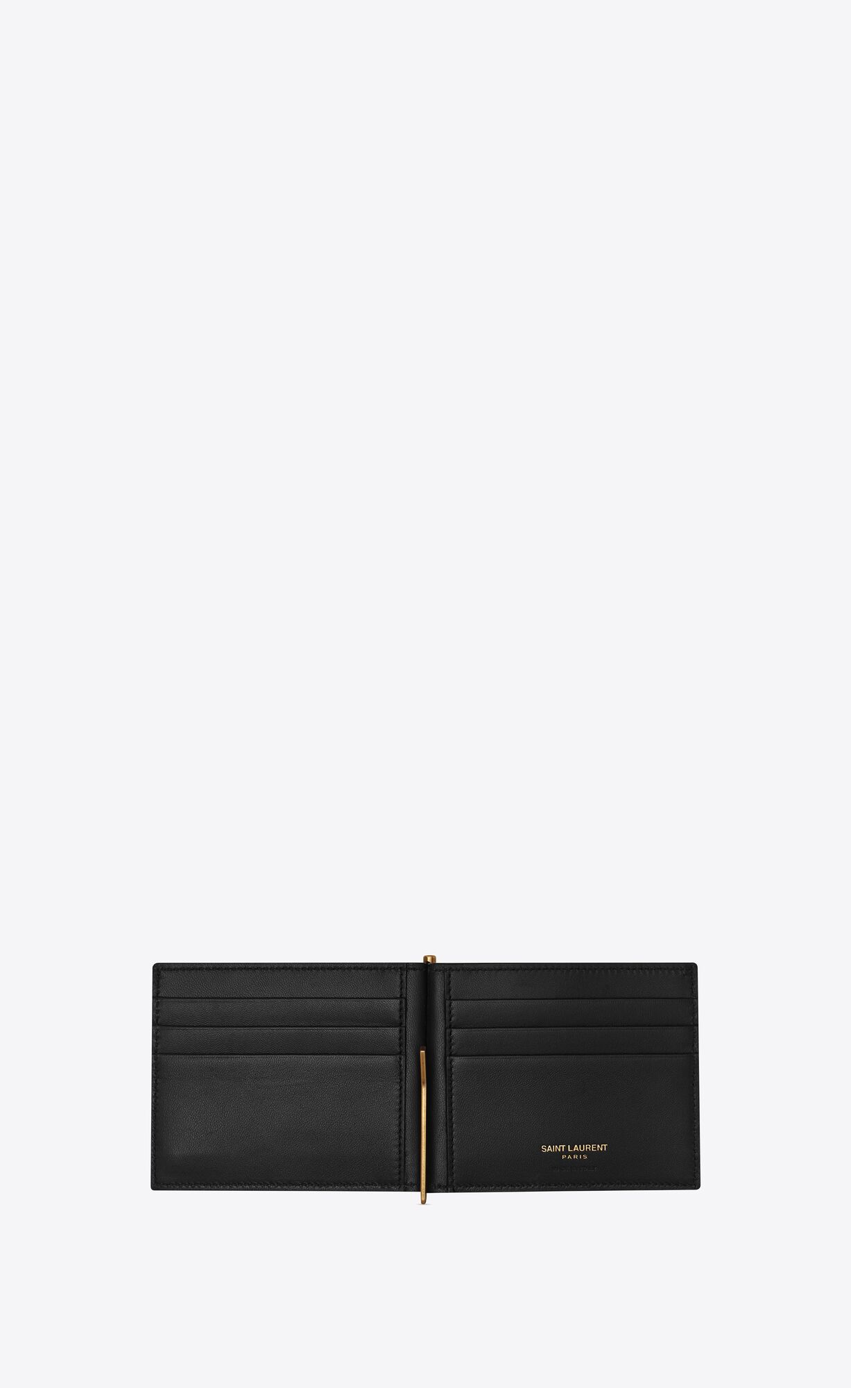 YSL Tiny Cassandre Bill Clip Wallet In Crocodile-embossed Matte Kozene Čierne | 50132-XSDF