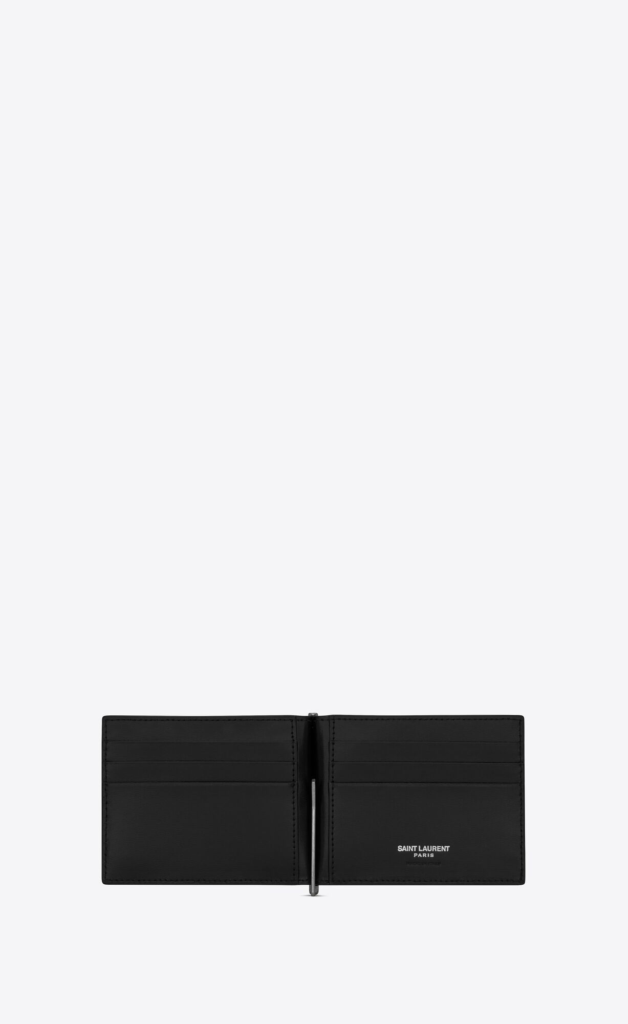 YSL Tiny Cassandre Bill Clip Wallet In Matte Kozene Čierne | 62574-SENF