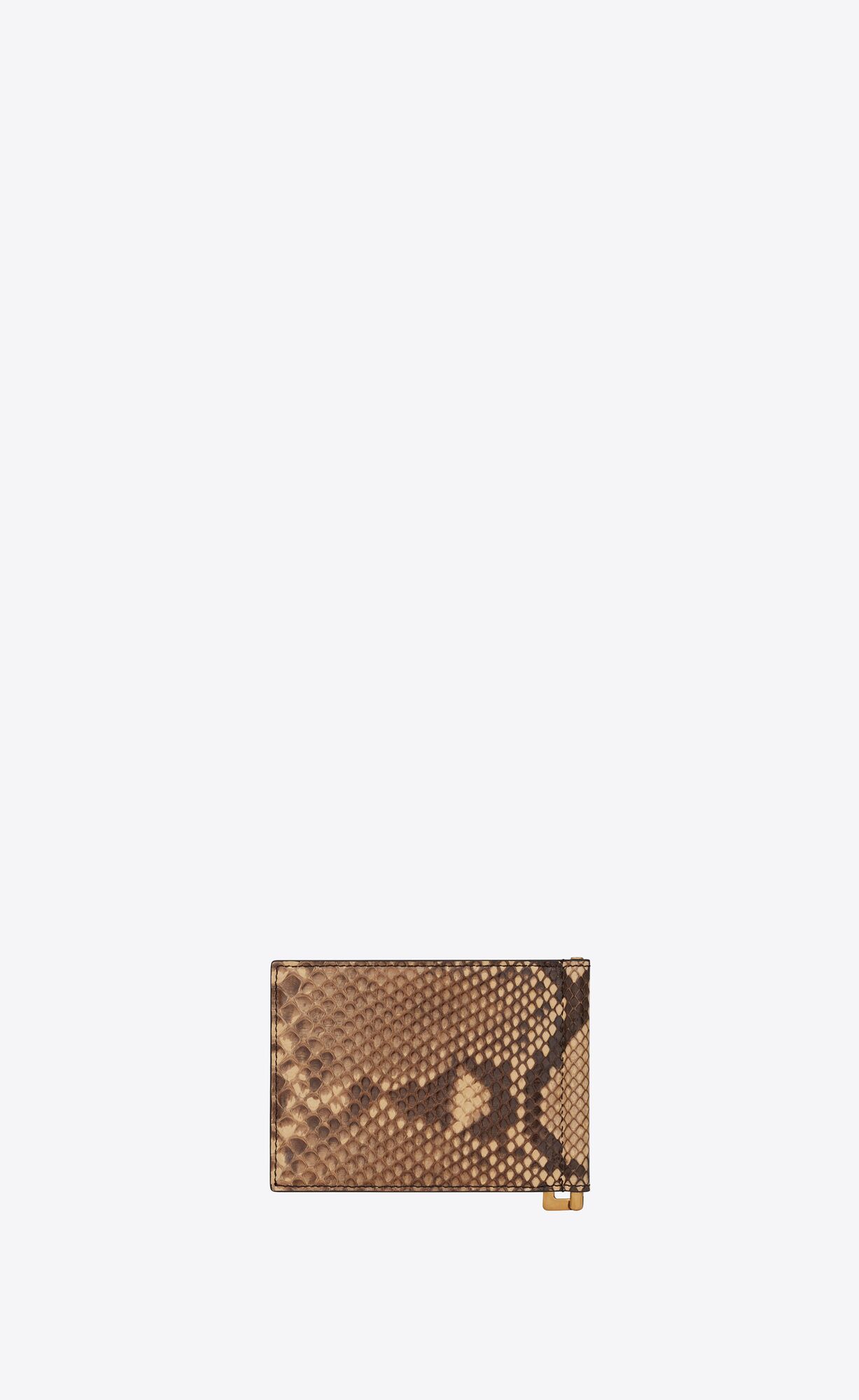 YSL Tiny Cassandre Bill Clip Wallet In Python Béžové Hnede | 05496-ZQCJ