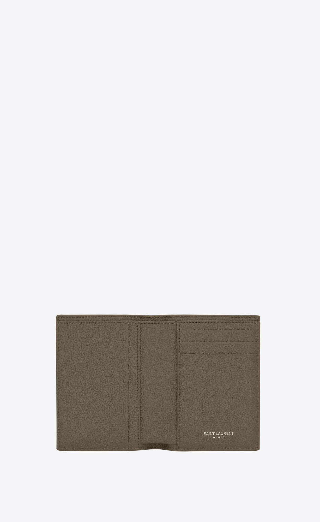 YSL Tiny Cassandre Credit Card Wallet In Grained Kozene Tmavo Hnedožltý | 50389-ZWST