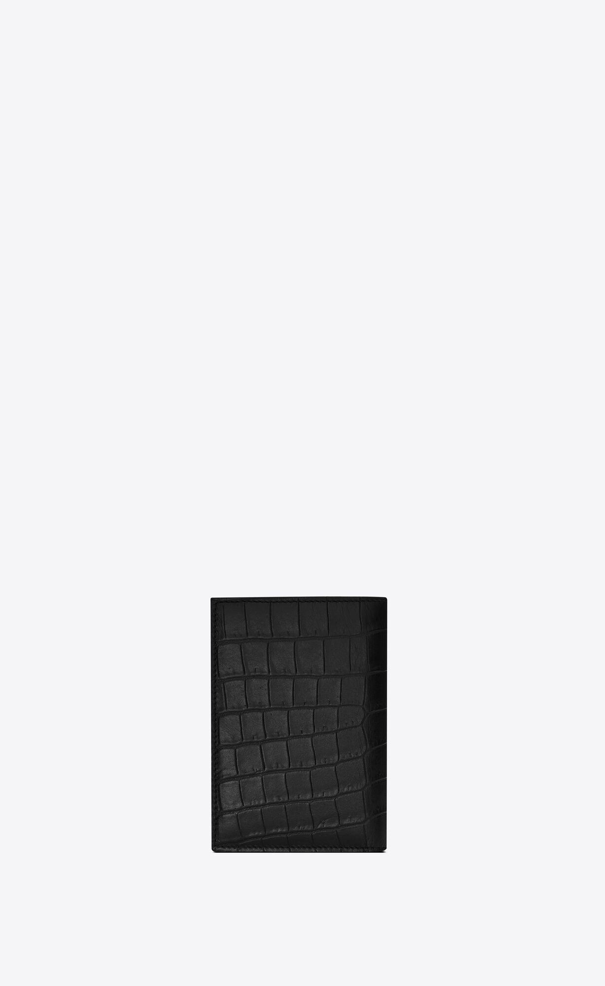 YSL Tiny Cassandre Credit Card Wallet In Crocodile-embossed Matte Kozene Čierne | 50438-RJLK