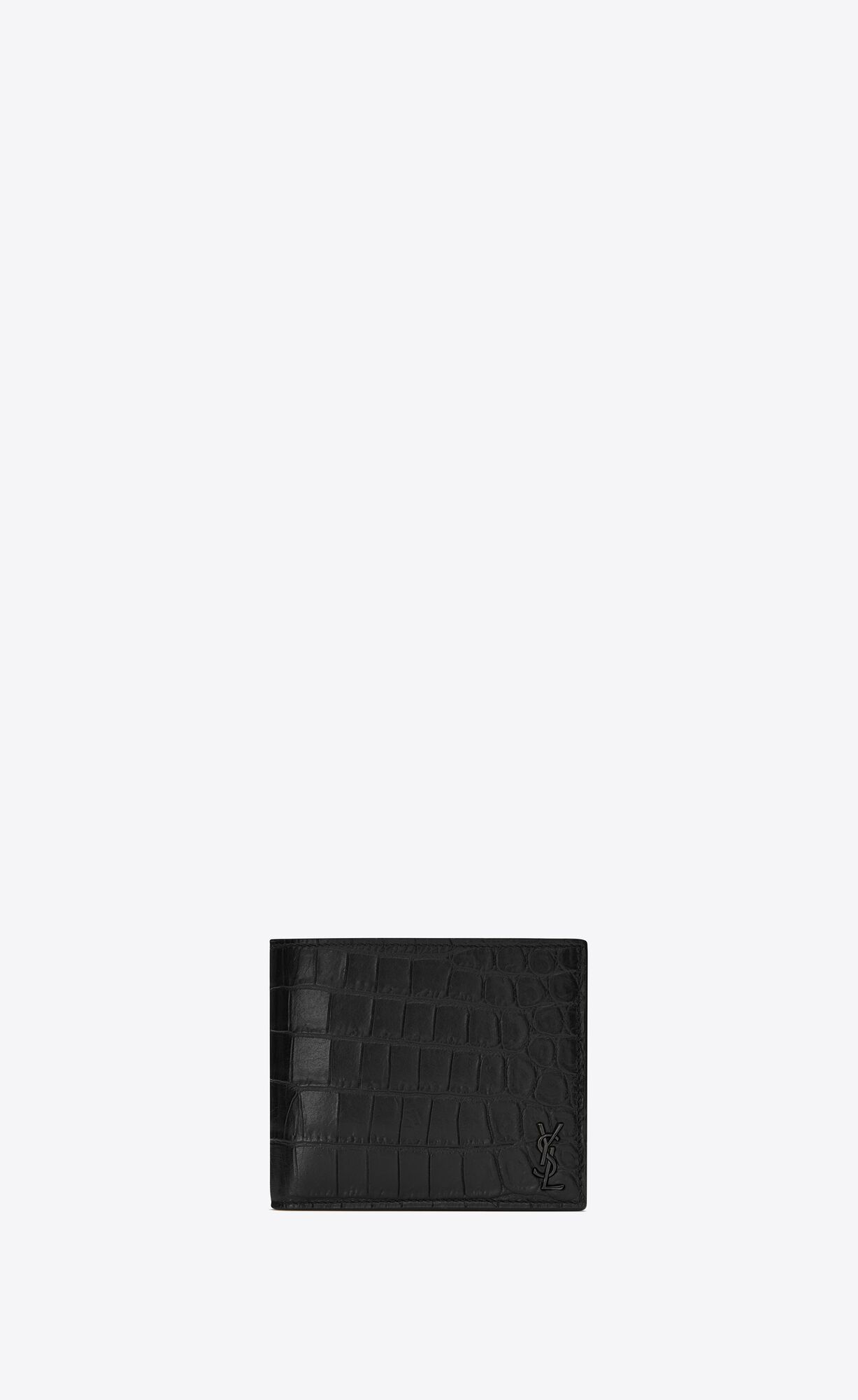 YSL Tiny Cassandre East/West Wallet In Crocodile-embossed Kozene Čierne | 06278-KFJQ