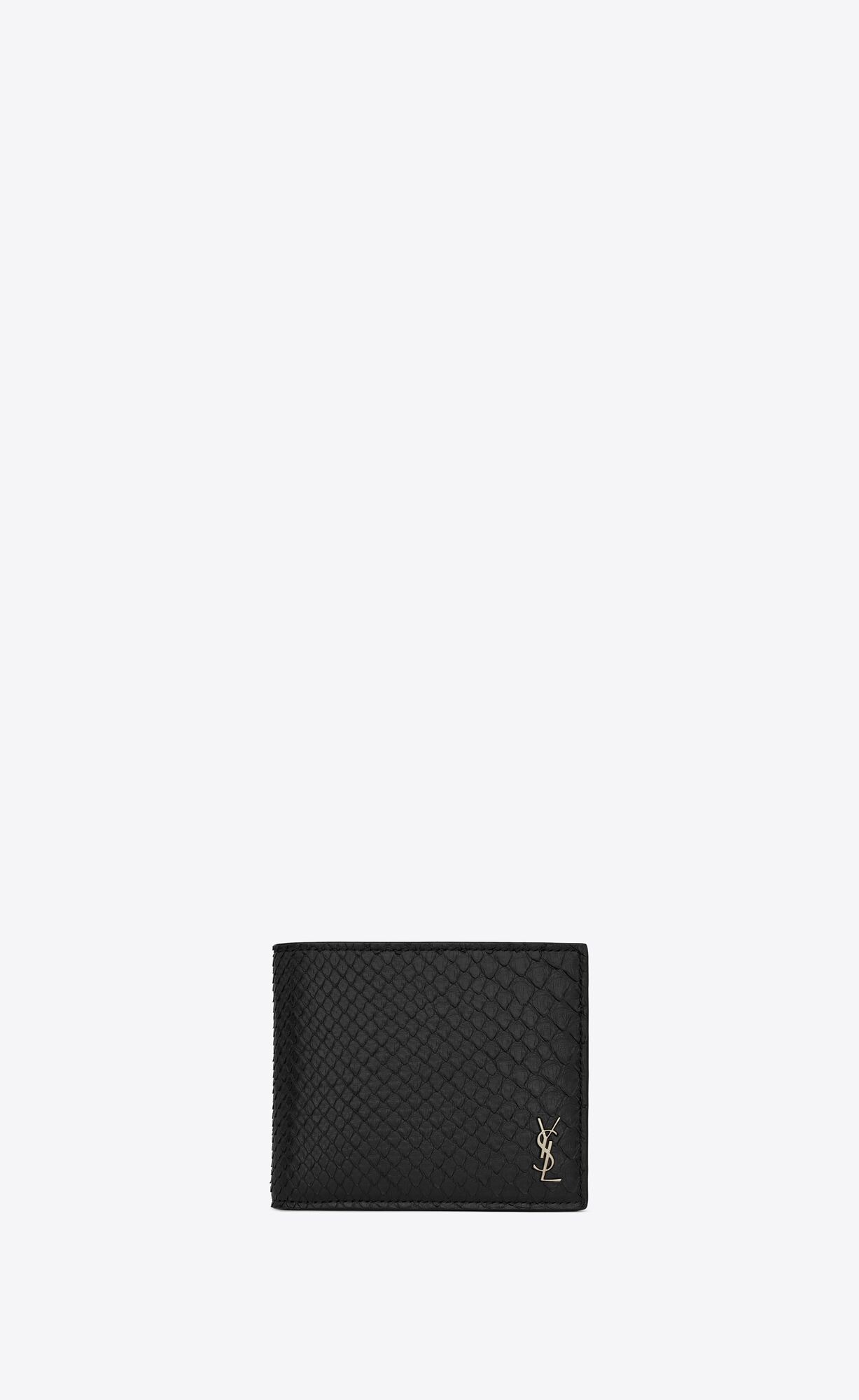 YSL Tiny Cassandre East/West Wallet In Python Noir | 64501-FSYQ