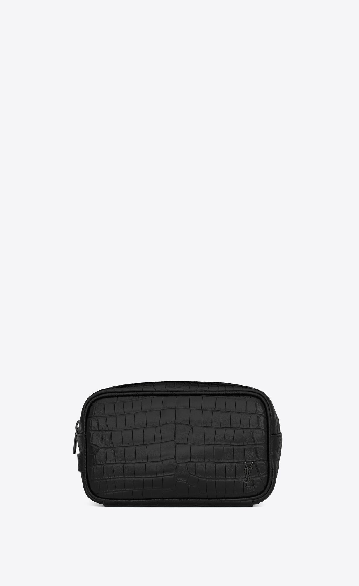 YSL Tiny Cassandre Small Grooming Case In Crocodile-embossed Matte Kozene Čierne | 37941-UVJK