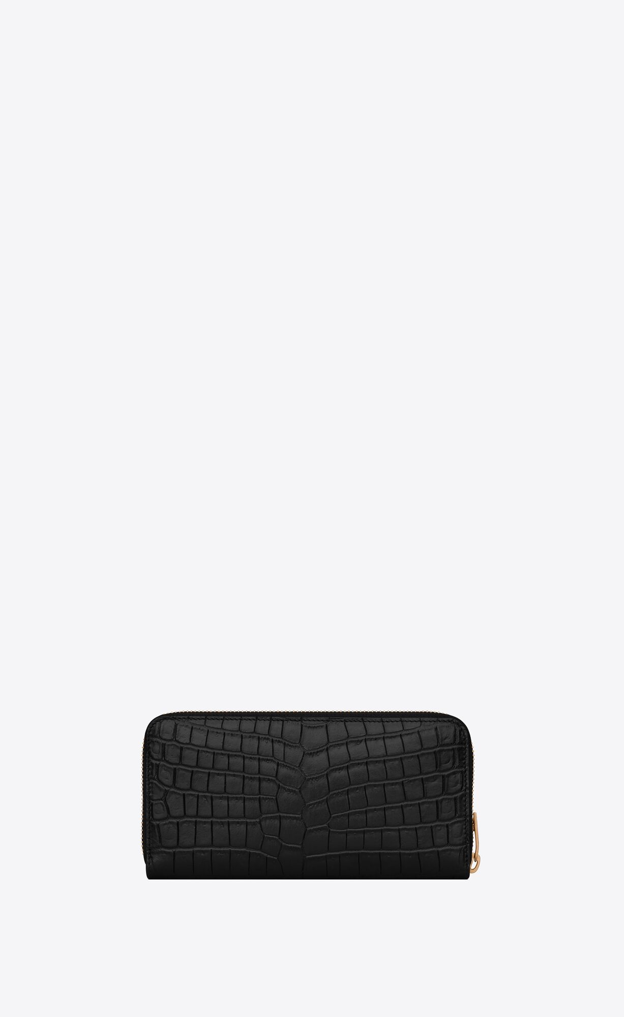 YSL Tiny Cassandre Zip-around Wallet In Crocodile-embossed Matte Kozene Čierne | 14056-WFSZ