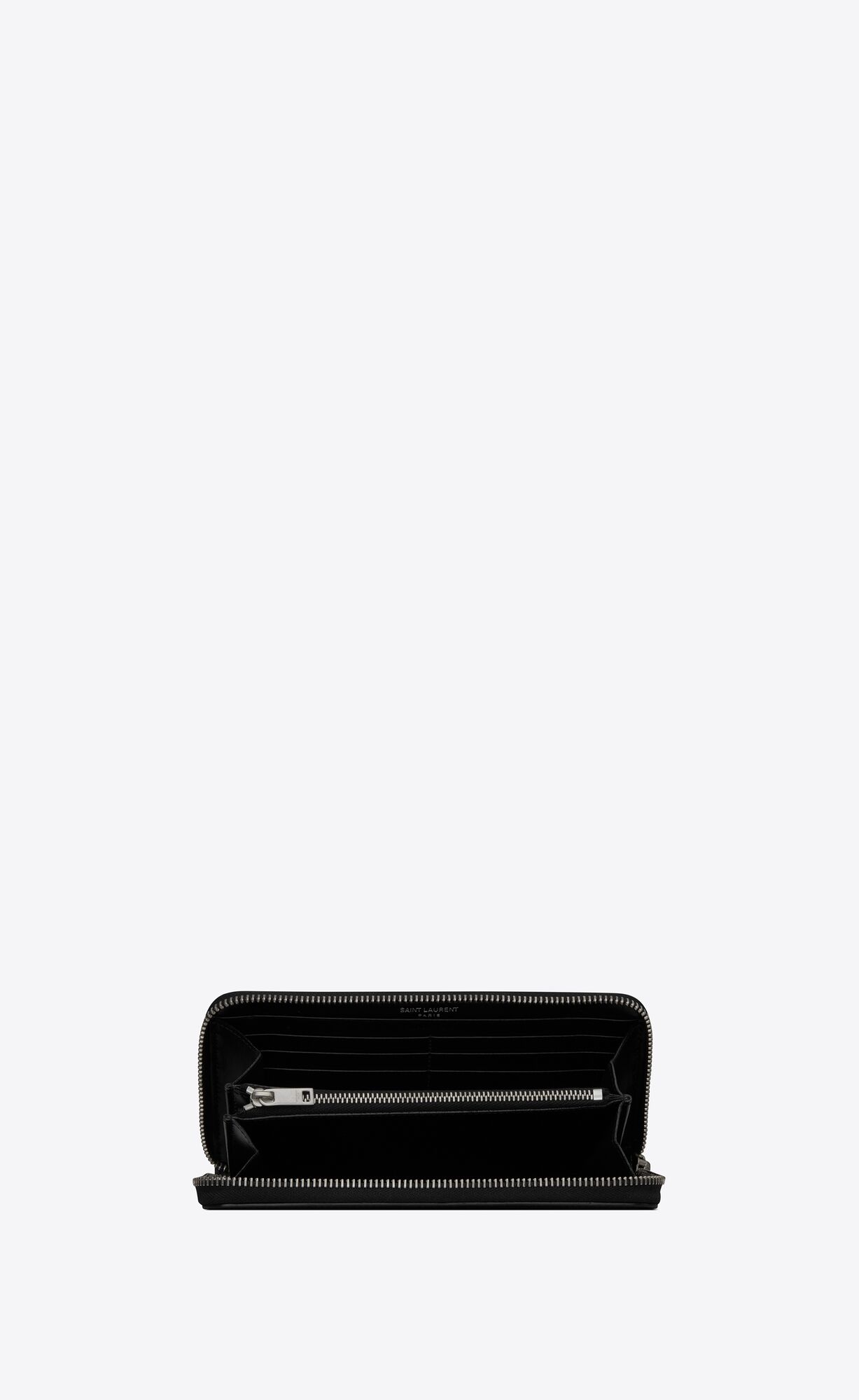 YSL Tiny Cassandre Zip-around Wallet In Matte Kozene Čierne | 46895-YGQJ