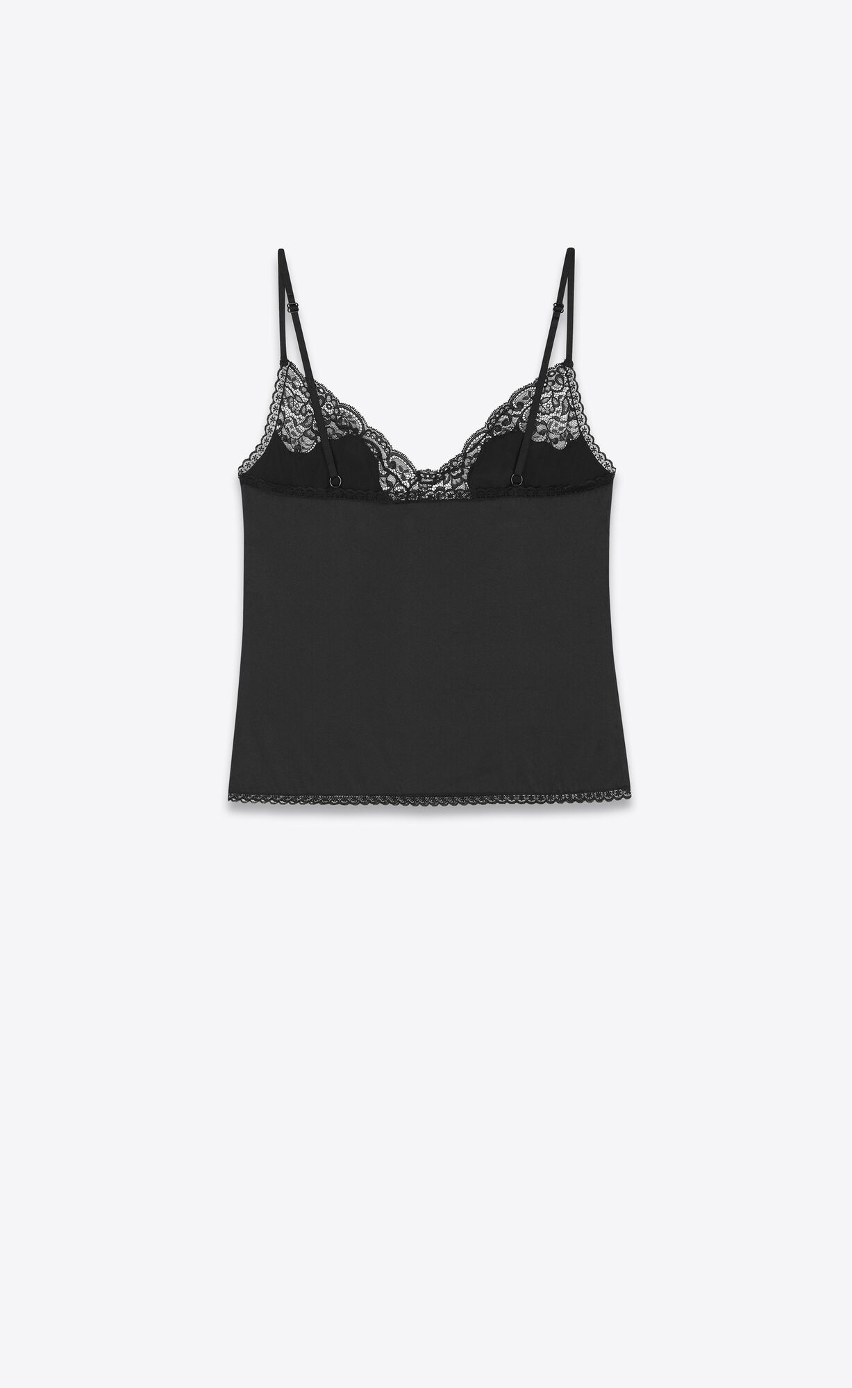 YSL Top In Crepe Satin And Cipkovane Noir | 28365-FQGY