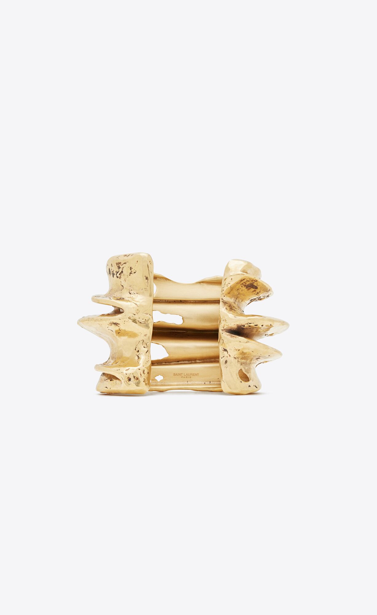 YSL Tornado Crater Cuff Bracelet In Metal Zlate | 97148-SLRW