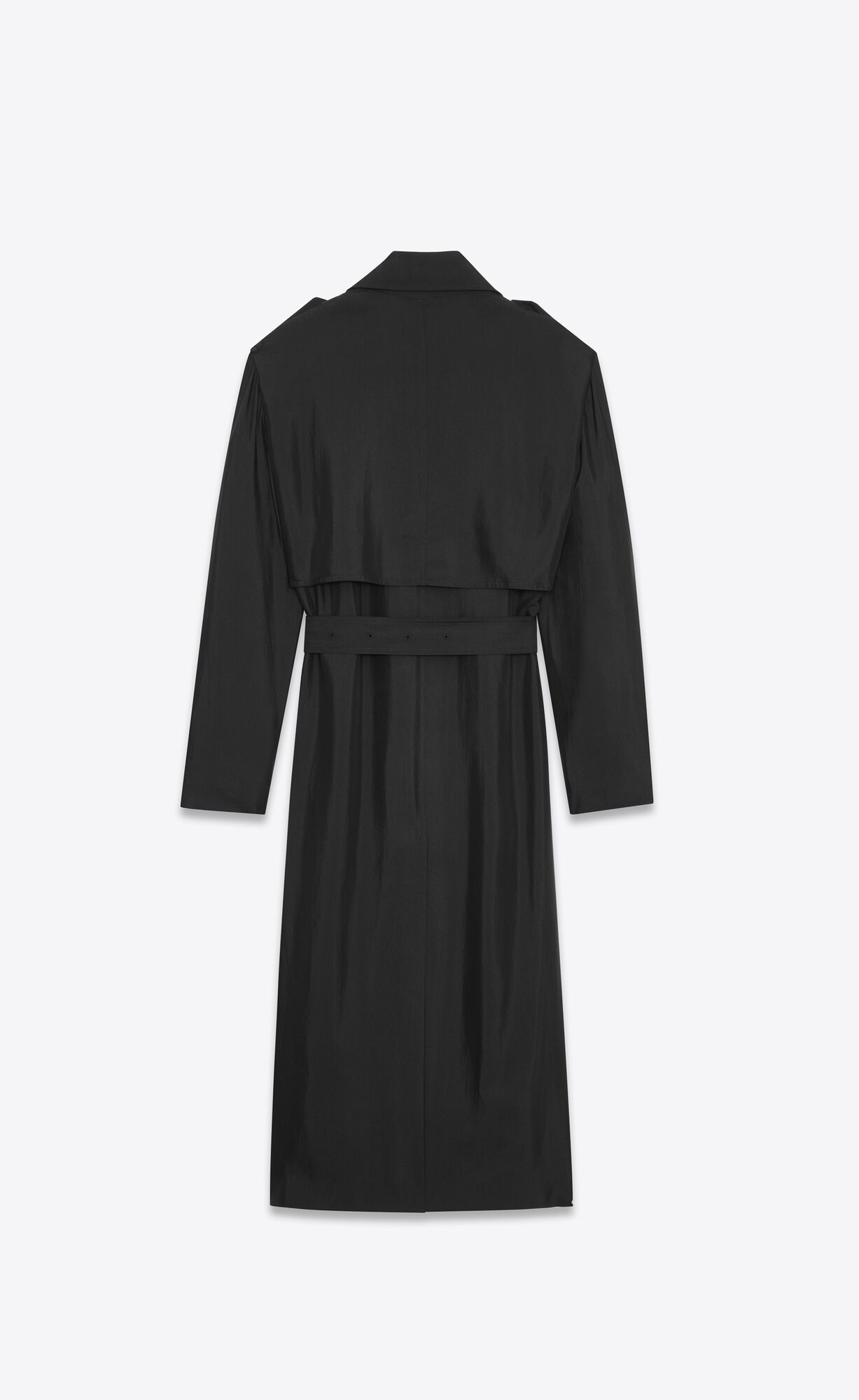 YSL Trench Coat In Silk Satin Čierne | 48957-QRBH