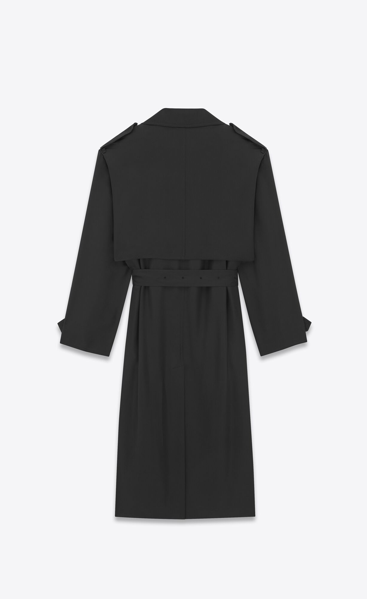 YSL Trench Coat In Silk Satin Čierne | 64389-OHNZ