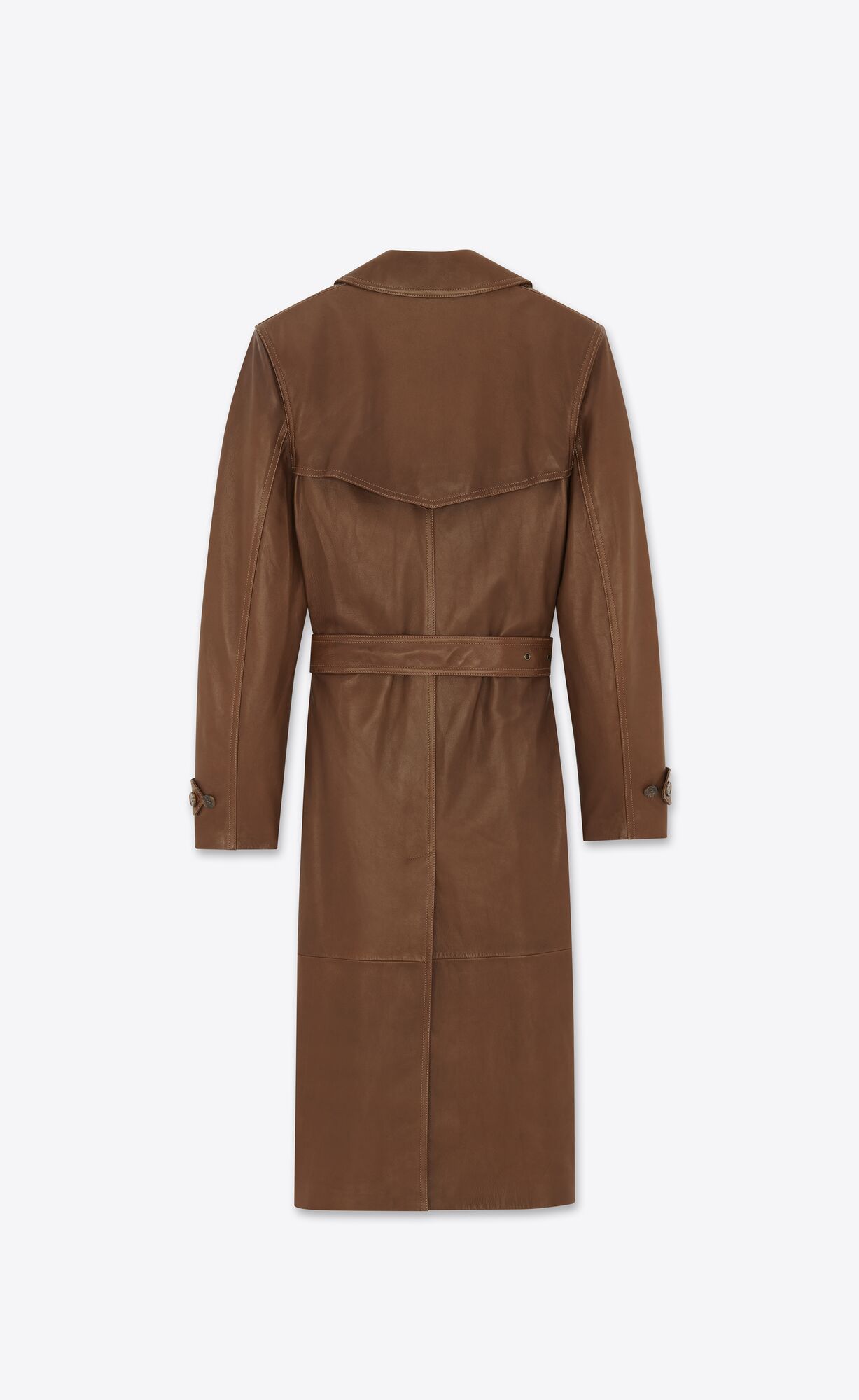 YSL Trench-coat In Lambskin Brun Chene | 49067-KXUG