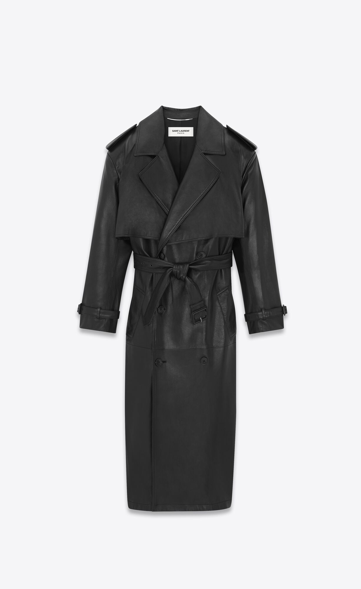 YSL Trench-coat In Lambskin Čierne | 85407-MIFK