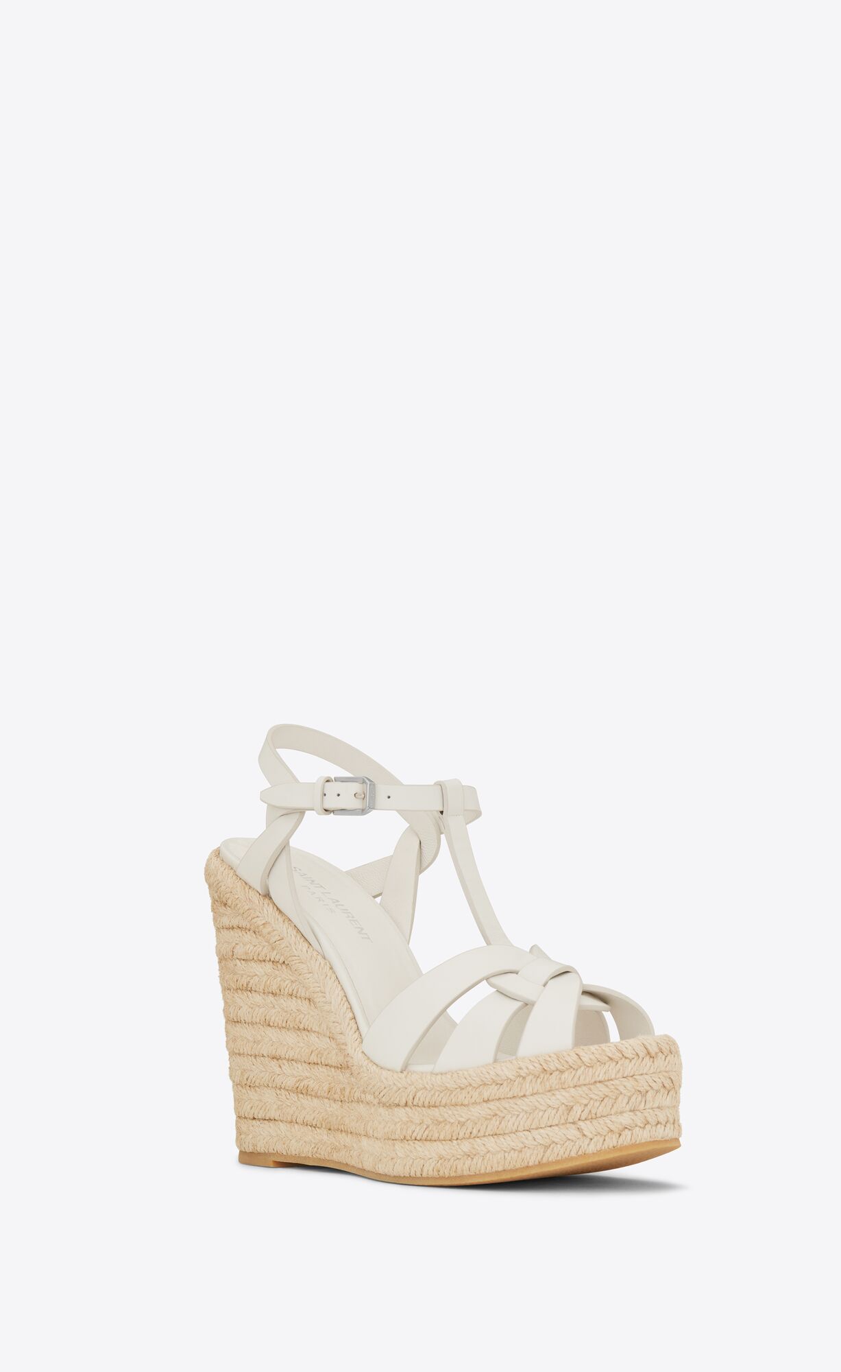 YSL Tribute Espadrilles Wedge In Smooth Kozene Biele | 10743-OWQV