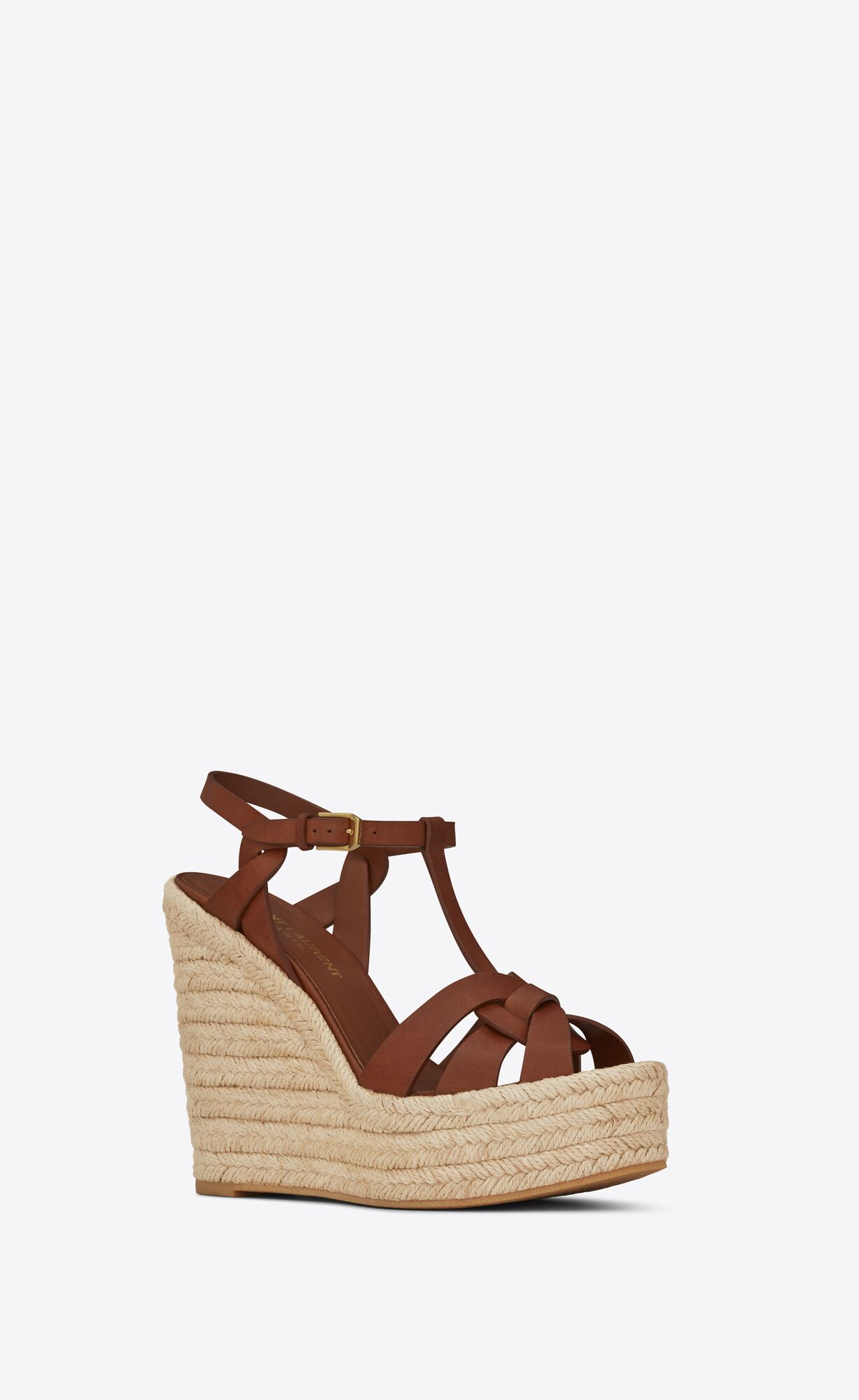 YSL Tribute Espadrilles Wedge In Smooth Kozene Amber | 74085-FZAT