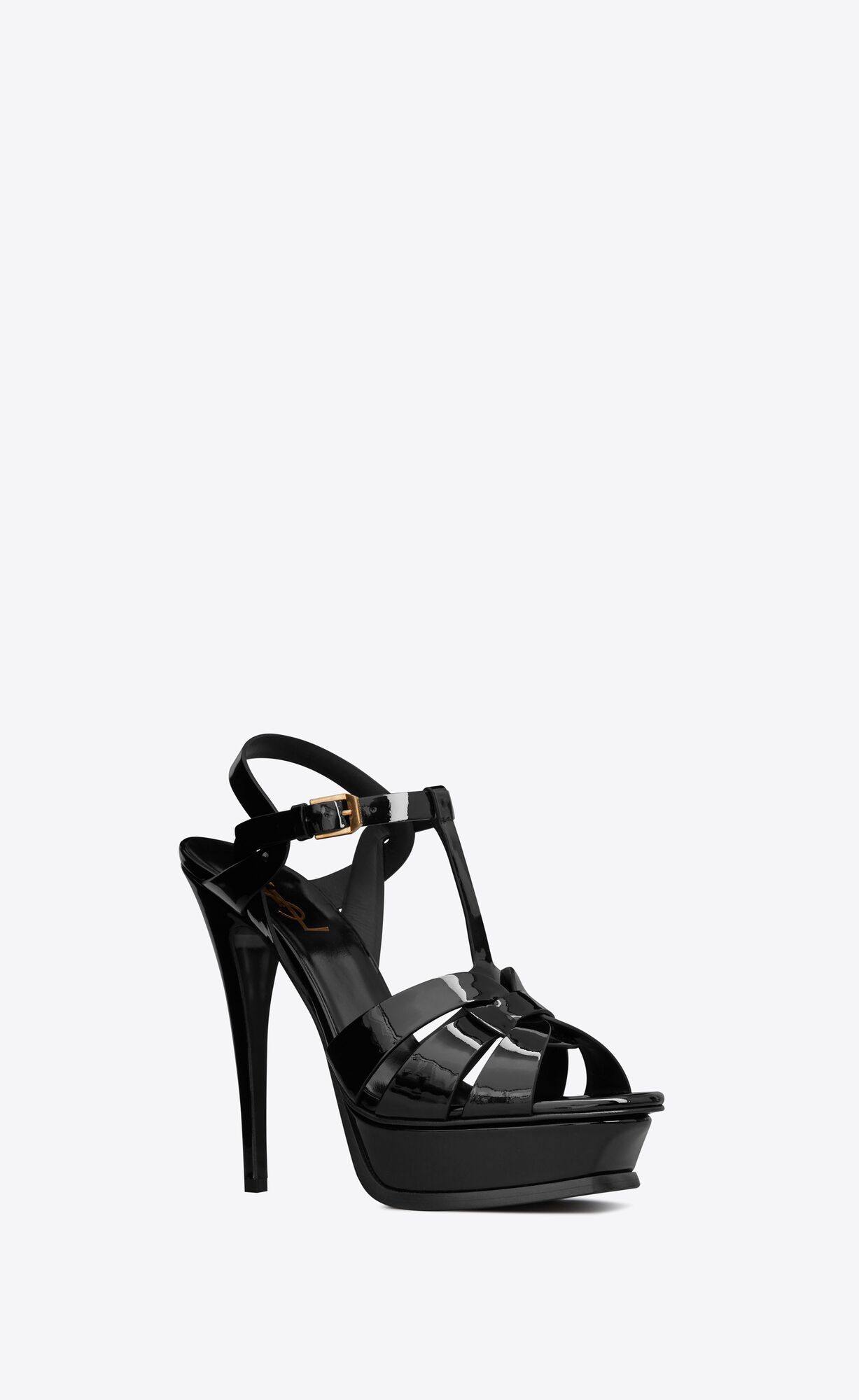 YSL Tribute Platforme Sandals In Lakovane Kozene Čierne | 47360-KDJZ