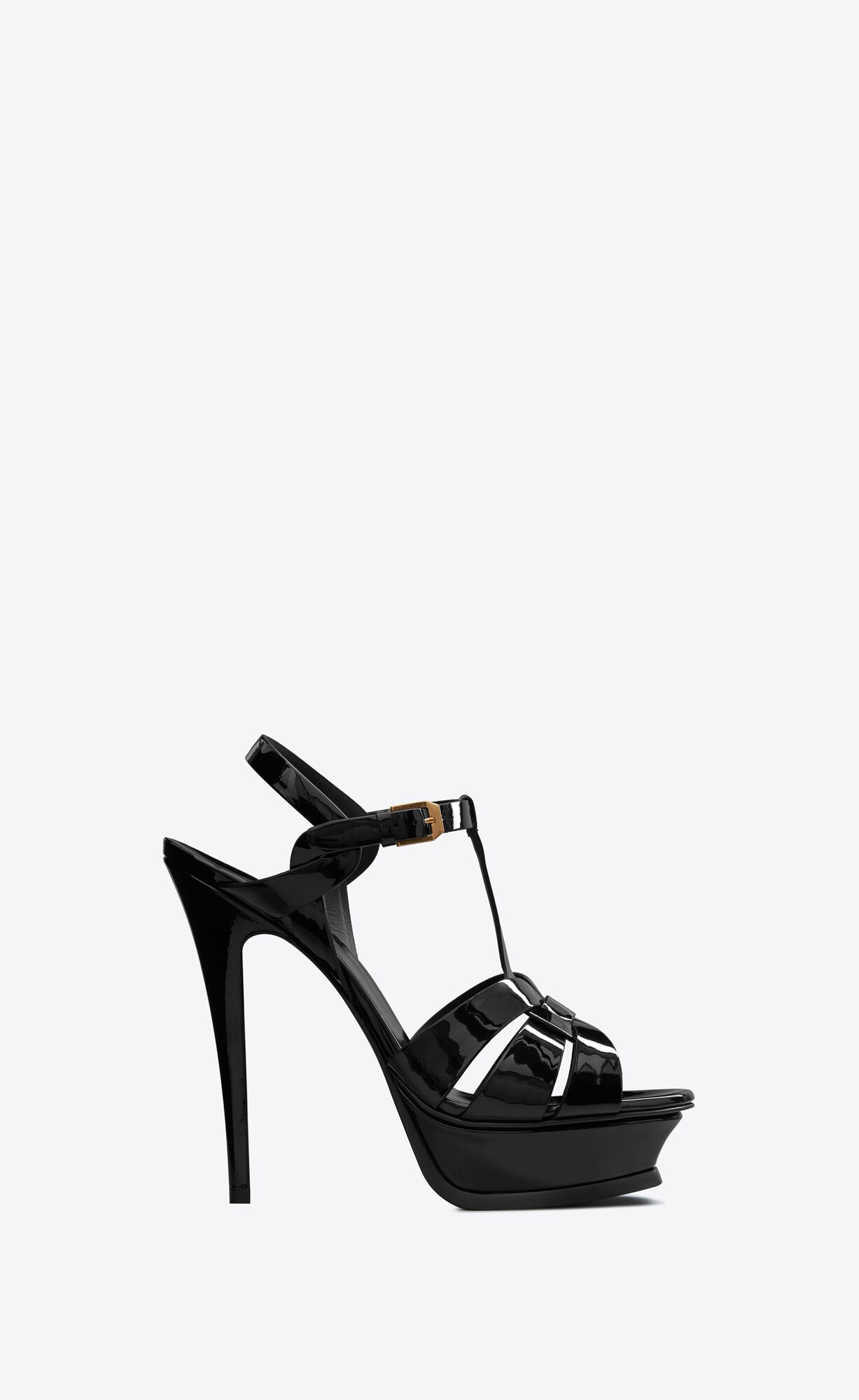 YSL Tribute Platforme Sandals In Lakovane Kozene Čierne | 47360-KDJZ