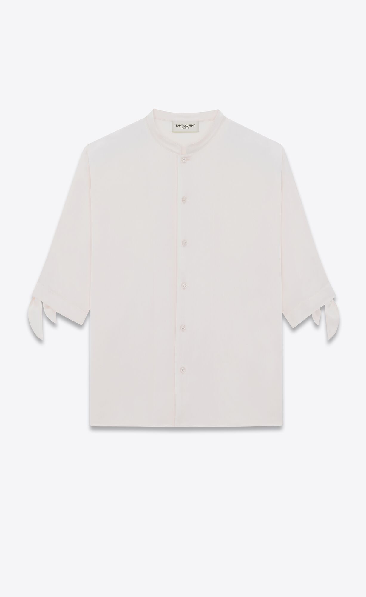 YSL Tunic Shirt In Crepe Satin Craie | 57691-DCEB