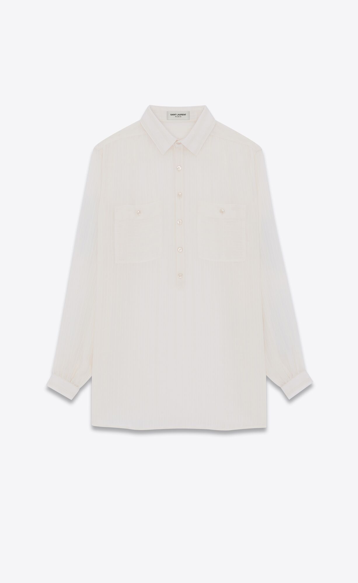 YSL Tunic Shirt In Pruhované Cupro Craie | 46139-JYQG