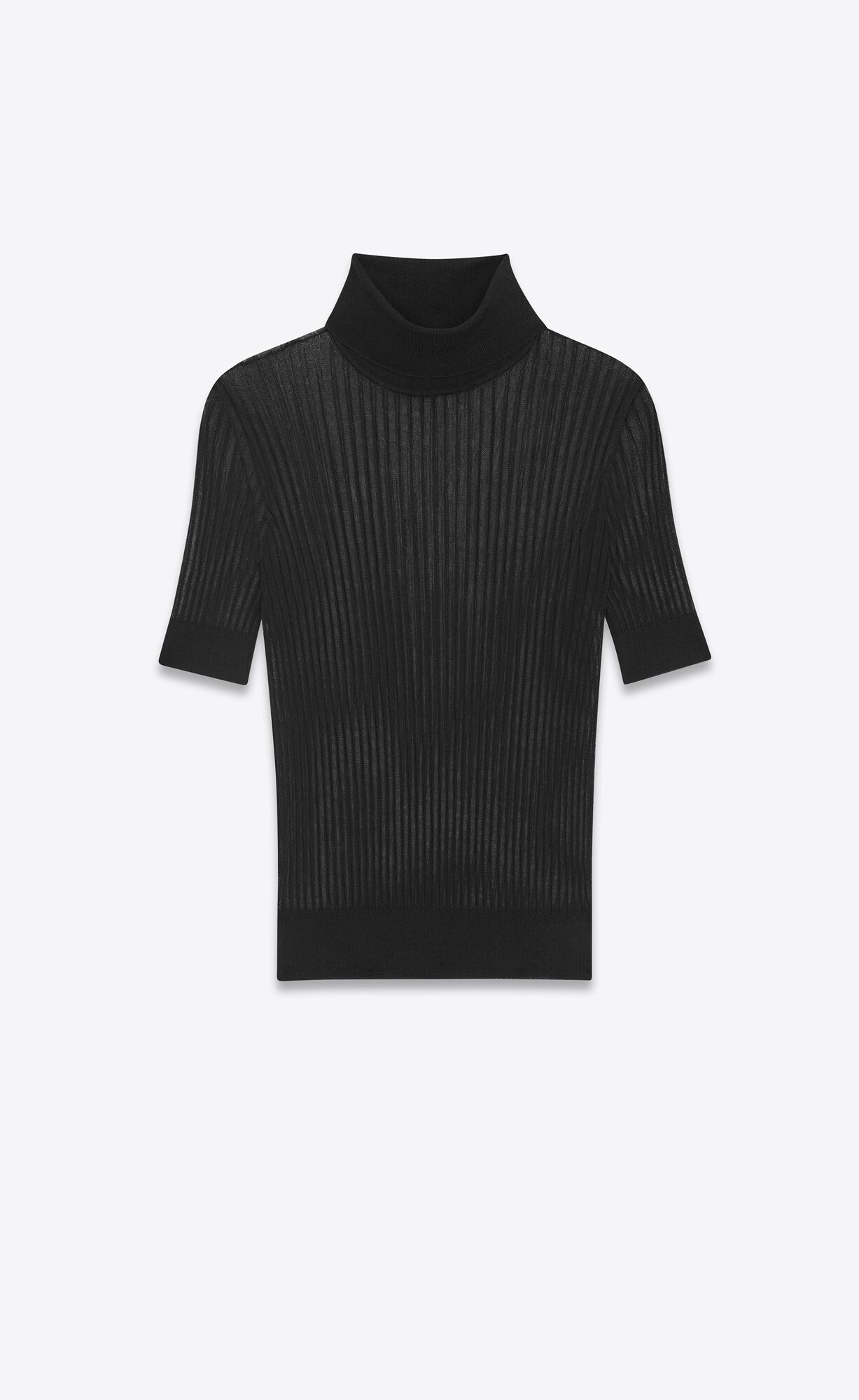 YSL Turtleneck Top In Silk Čierne | 47819-CXBD